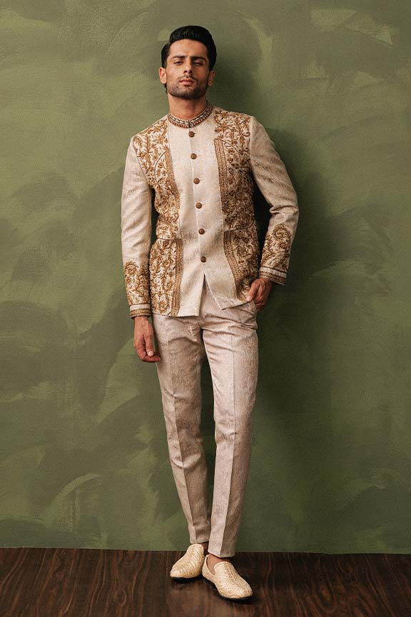 Copper Jacquard Embroidered Prince Coat