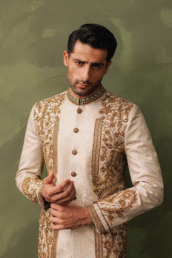 Copper Jacquard Embroidered Prince Coat