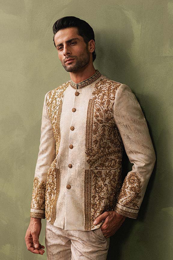 Copper Jacquard Embroidered Prince Coat