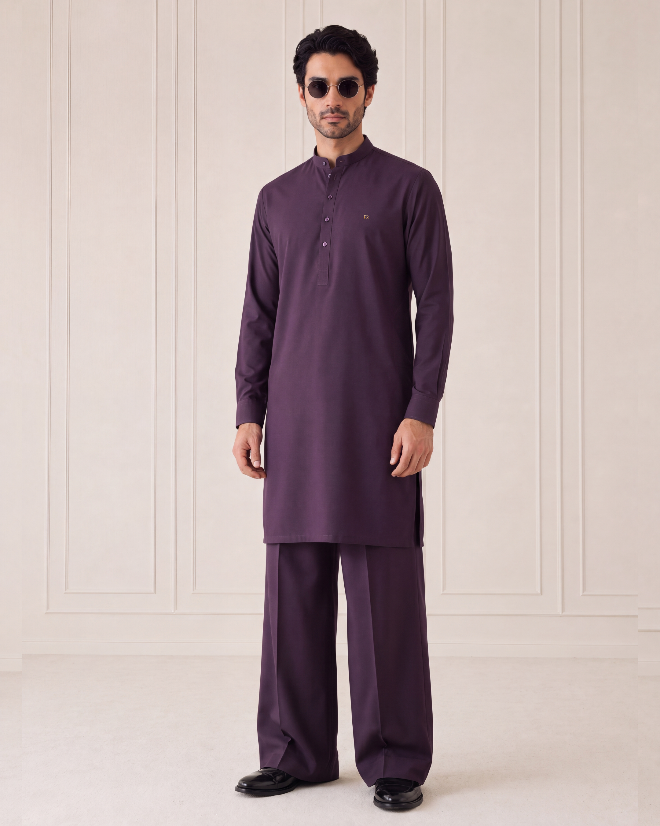 Luxury Purple Wash N Wear Kurta/Pajama