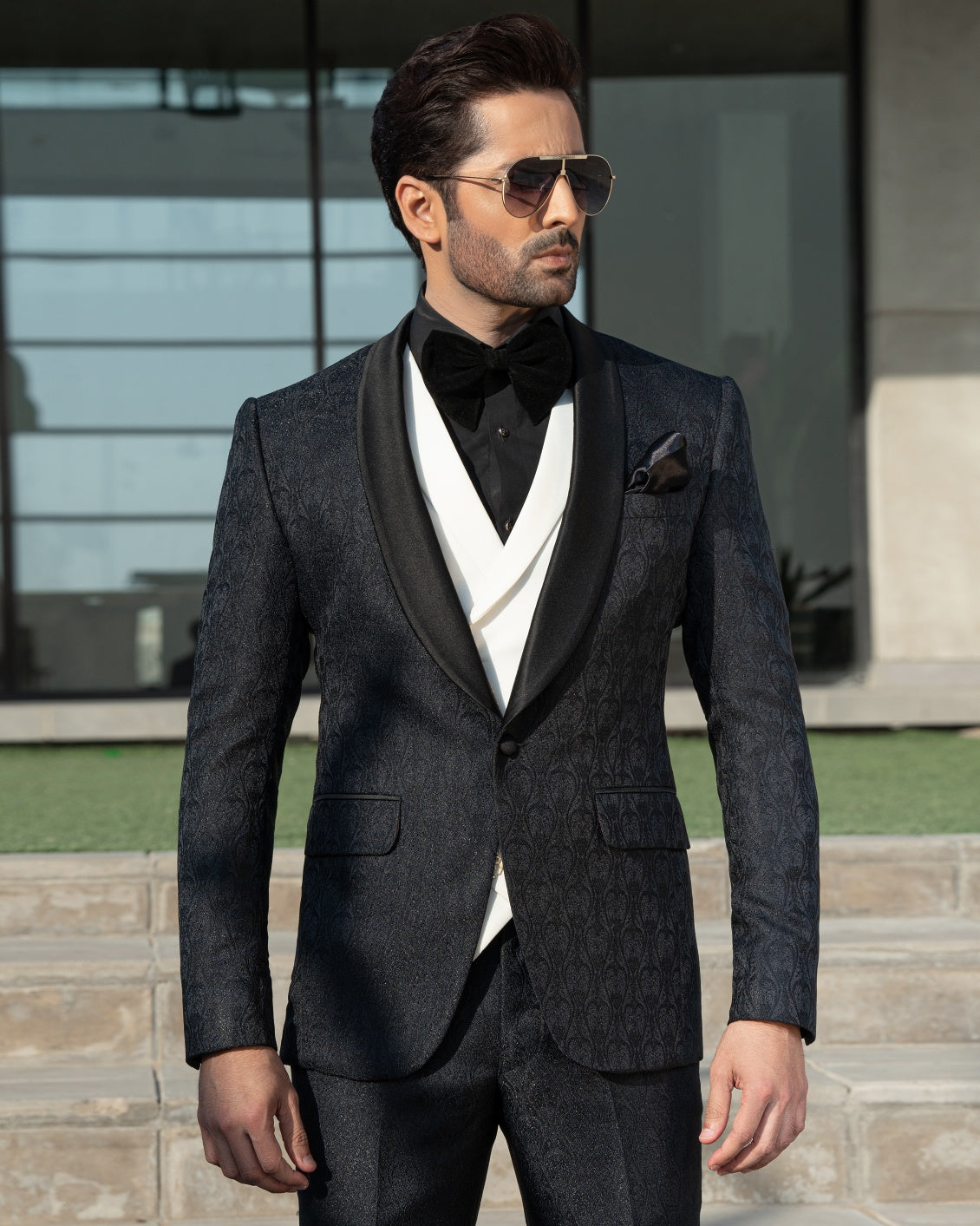 Embos Embellished Tuxedo Suit