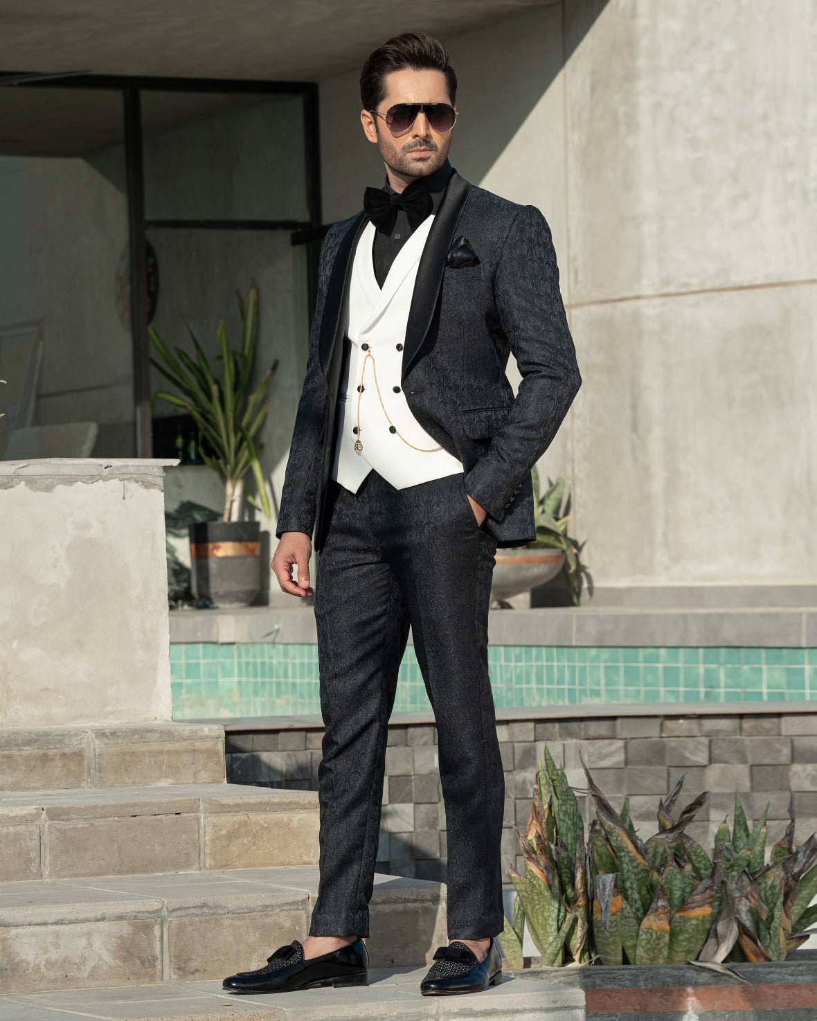 Embos Embellished Tuxedo Suit