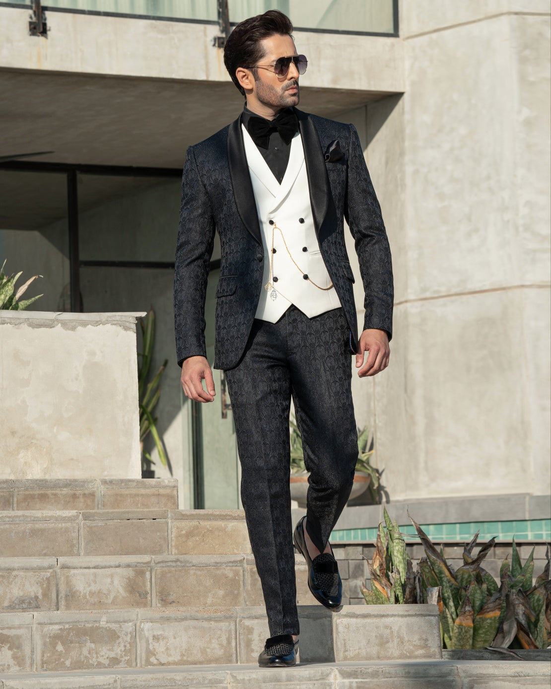 Embos Embellished Tuxedo Suit
