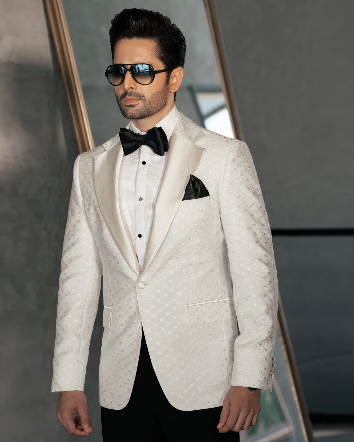 Embroidery Embellished Tuxedo Suit