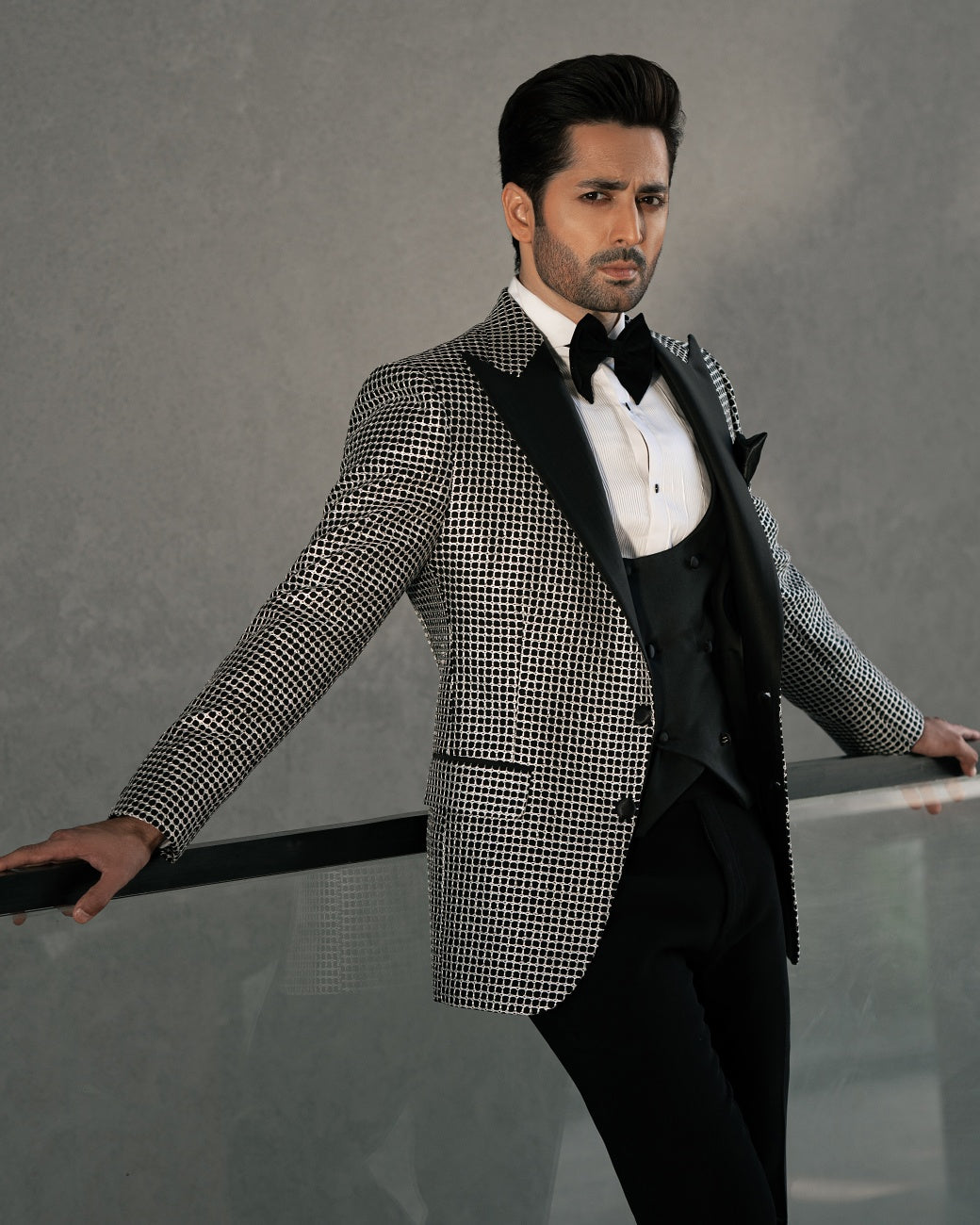 Embroidery Embellished Tuxedo Suit