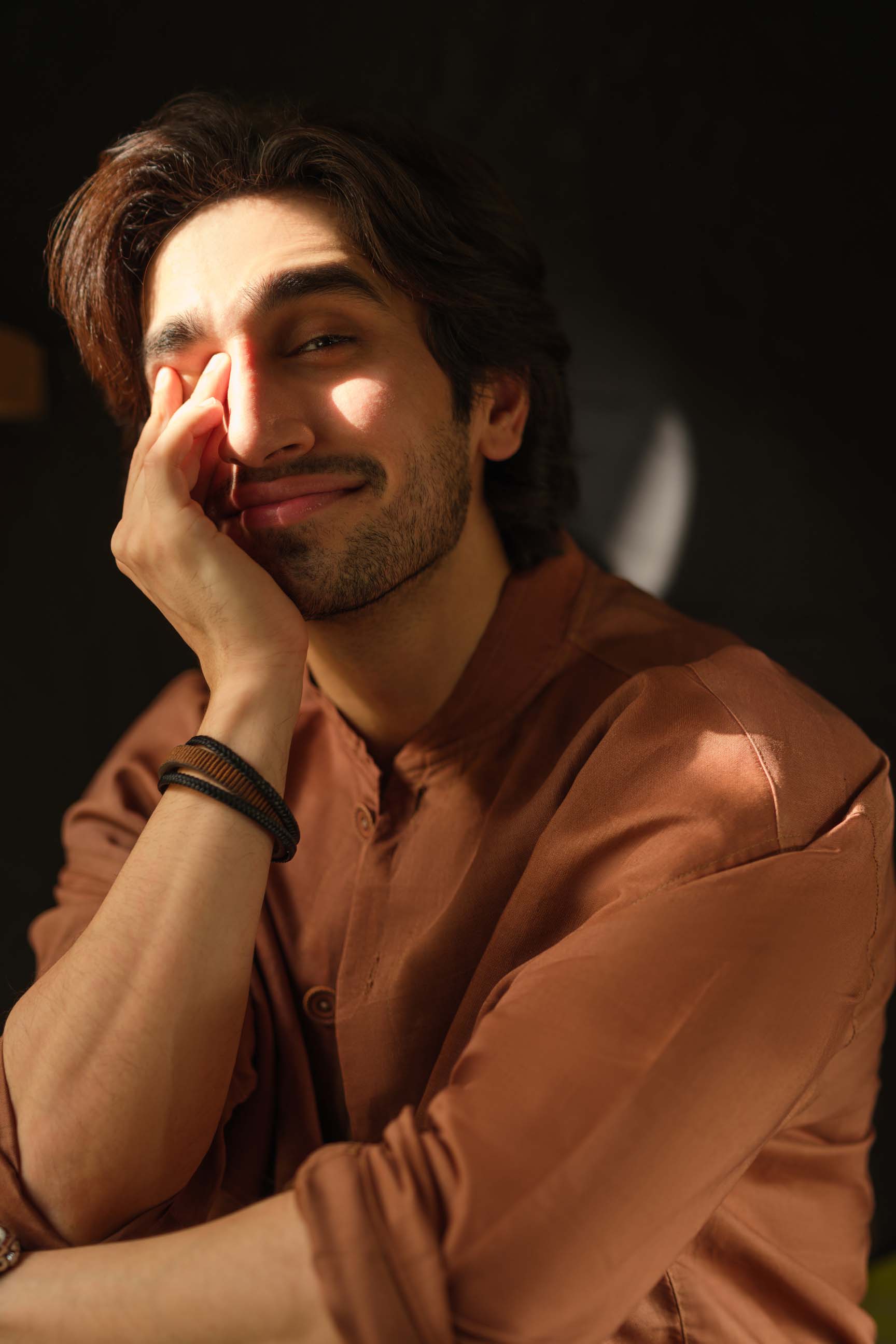 Coco Brown Oversized Shirt & White High-Waist Pant Set