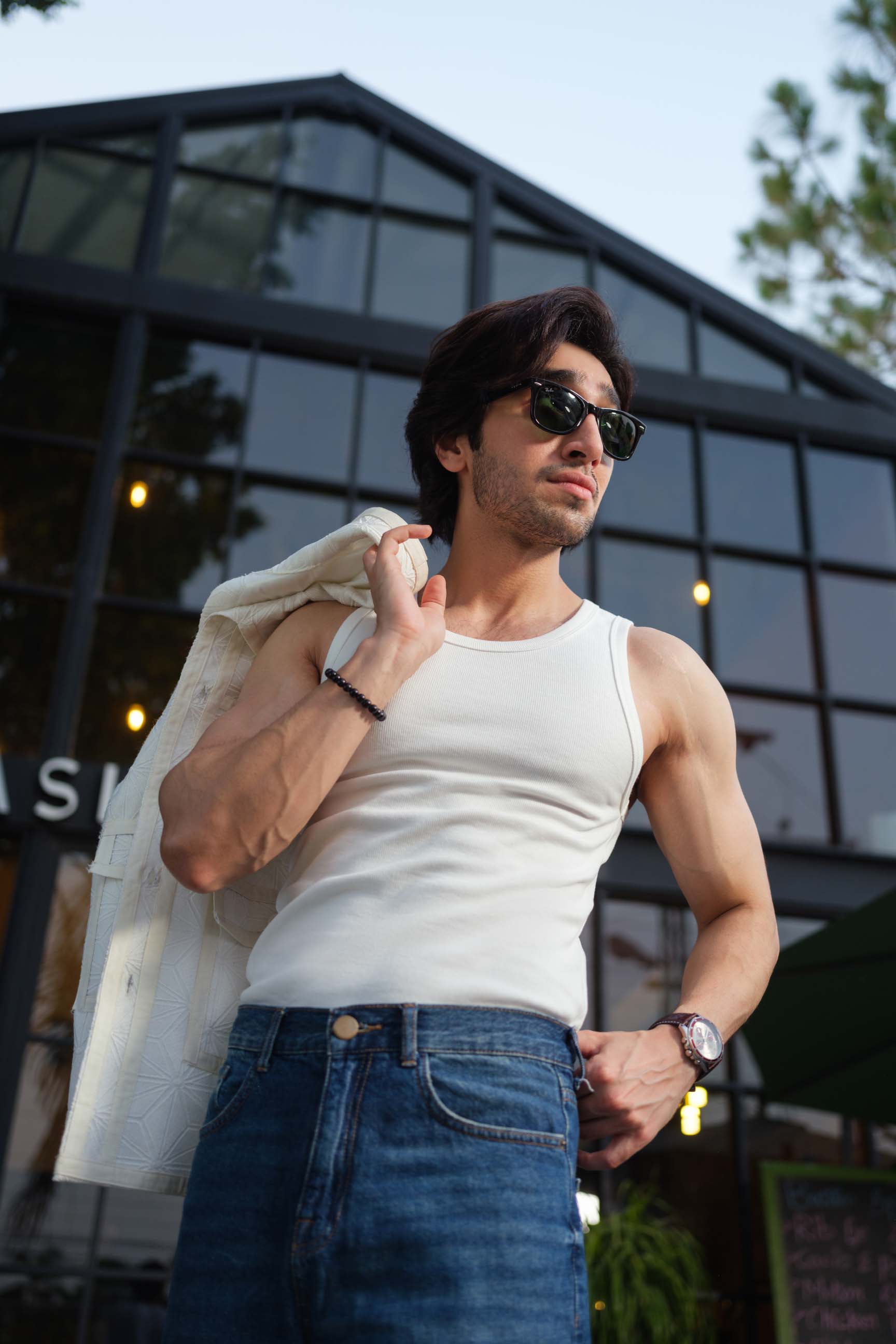 Ivory White Embroidered Drop-Shoulder Jacket