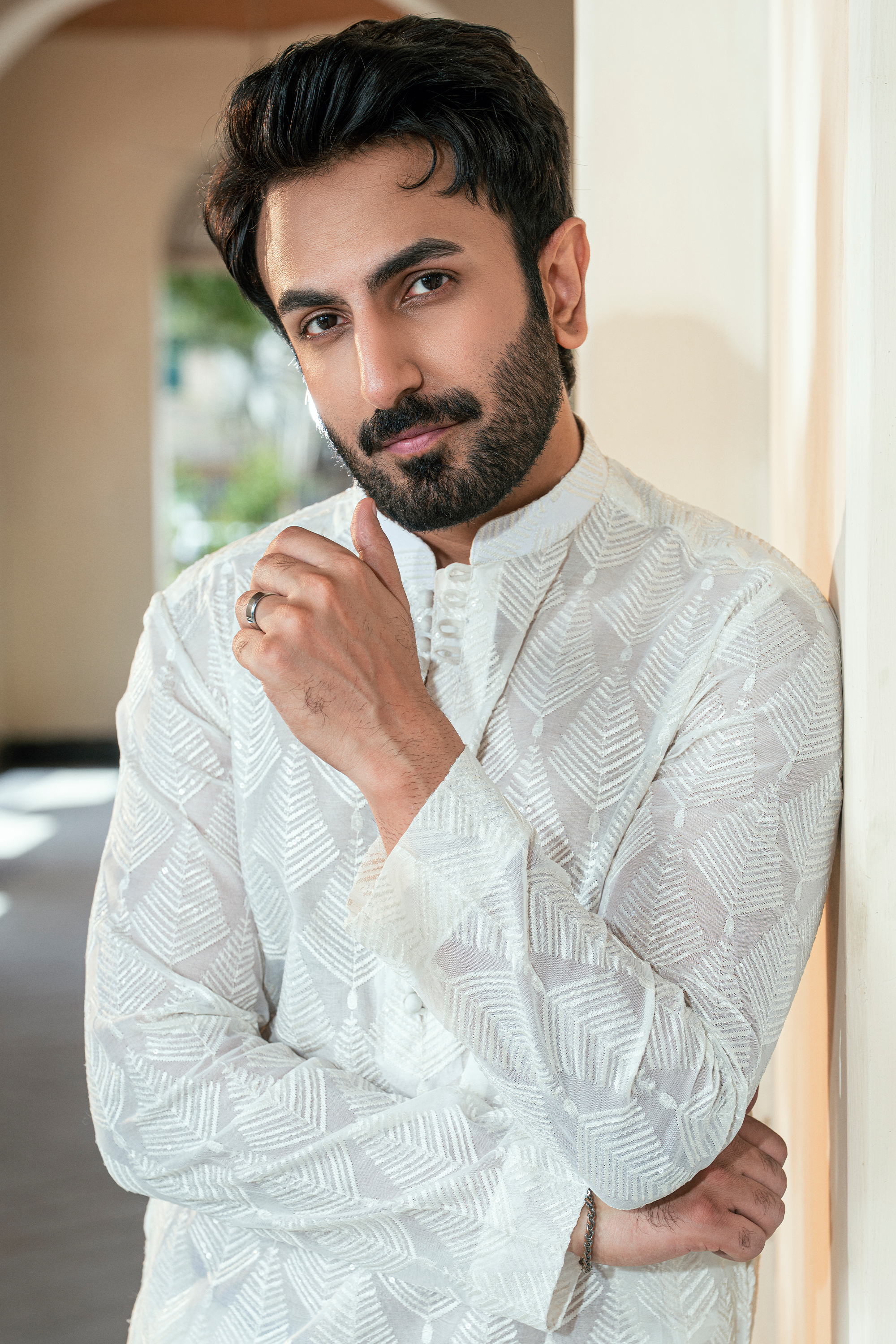 Opi Milky White Embroidered Kurta & Pajama Set