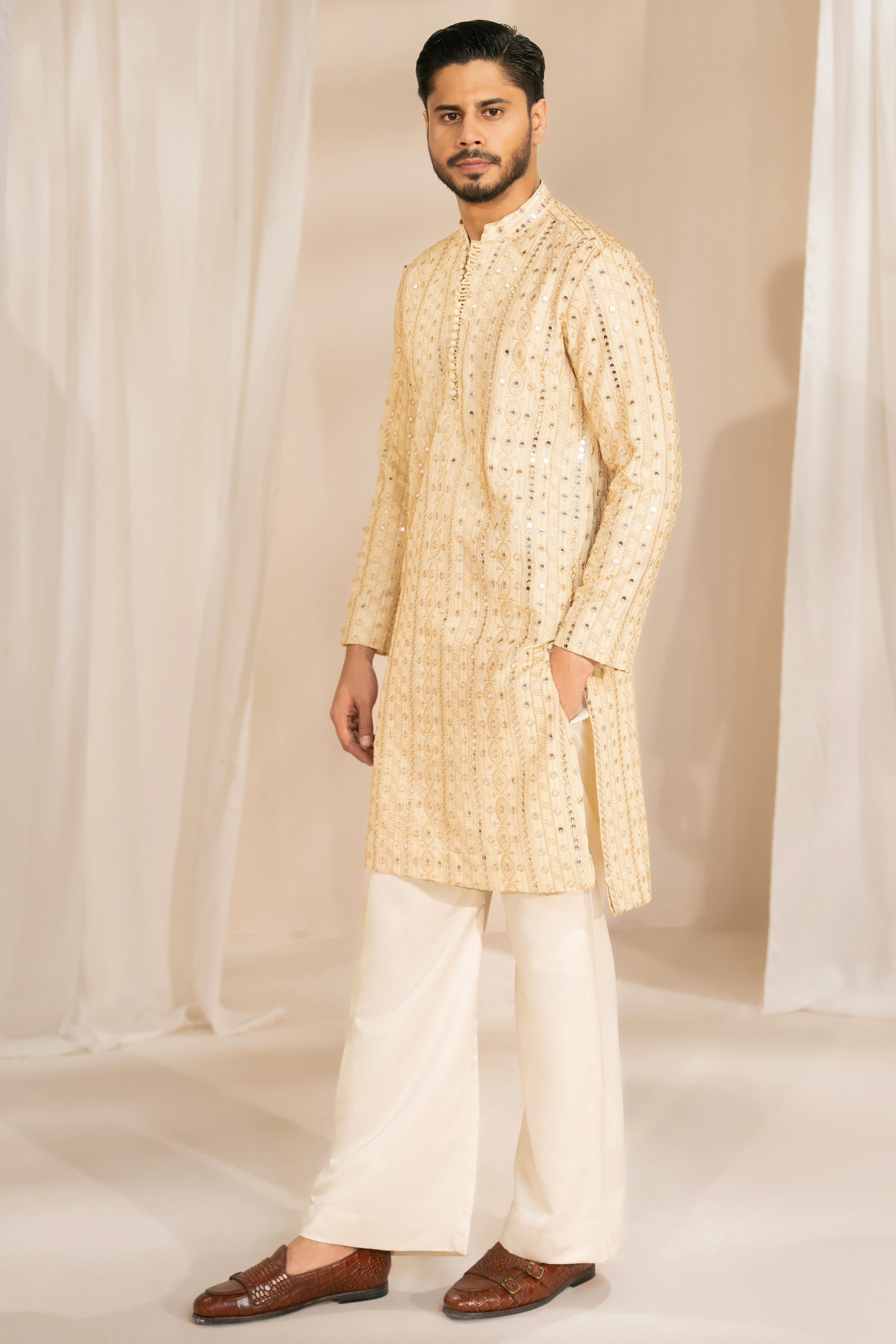 Cream Off White Kurta & Pajama Set