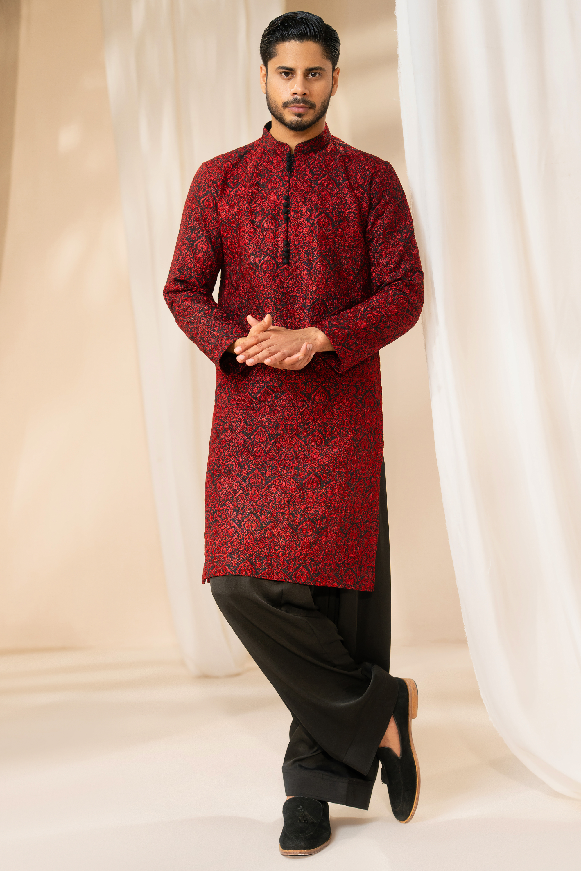 Burgundy Red Kurta & Shalwar Set