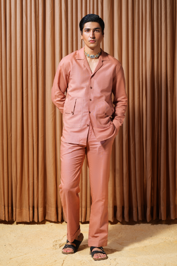 Era 10 - Dust-rose Linen Shirt Oversized