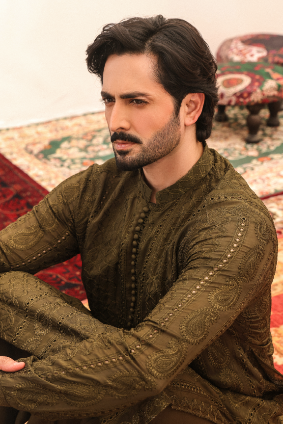 SB-02 Moss Green embroidered kurta and pajama
