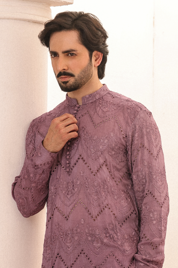 SB-04 Opera Mauve embroidered kurta and pajama