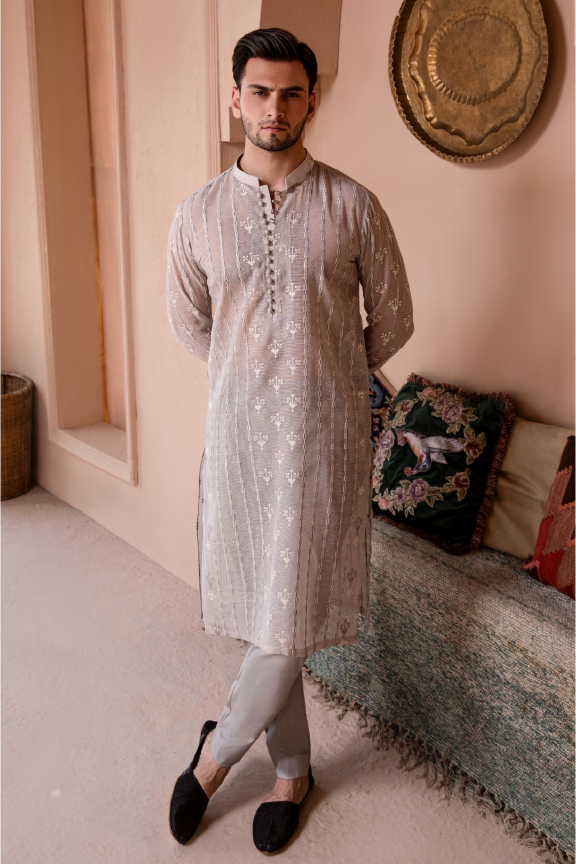 RHN - Slate Grey Embroidered Kurta Pajama