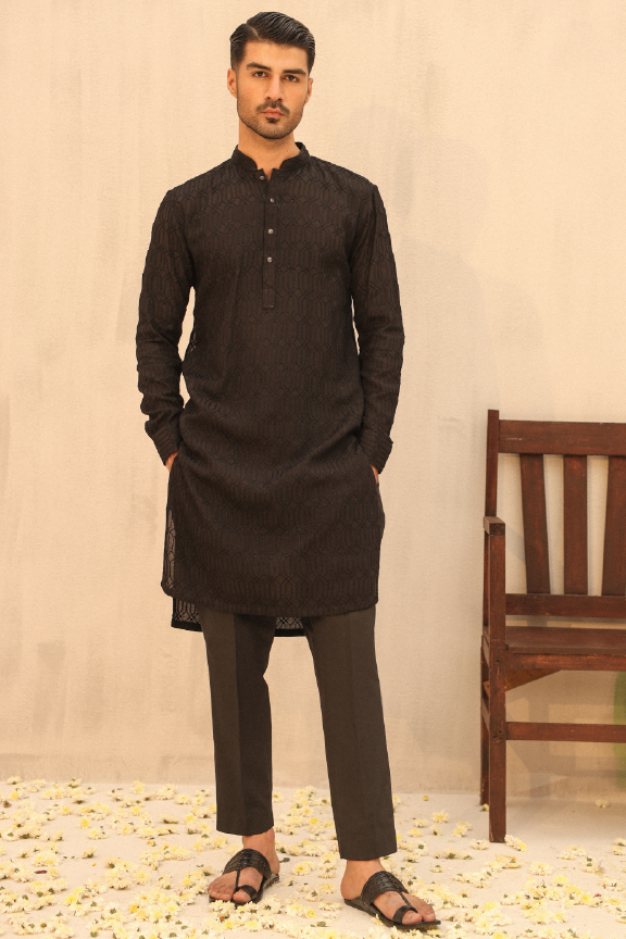 Mayassar - Jade Black Kurta Pajama