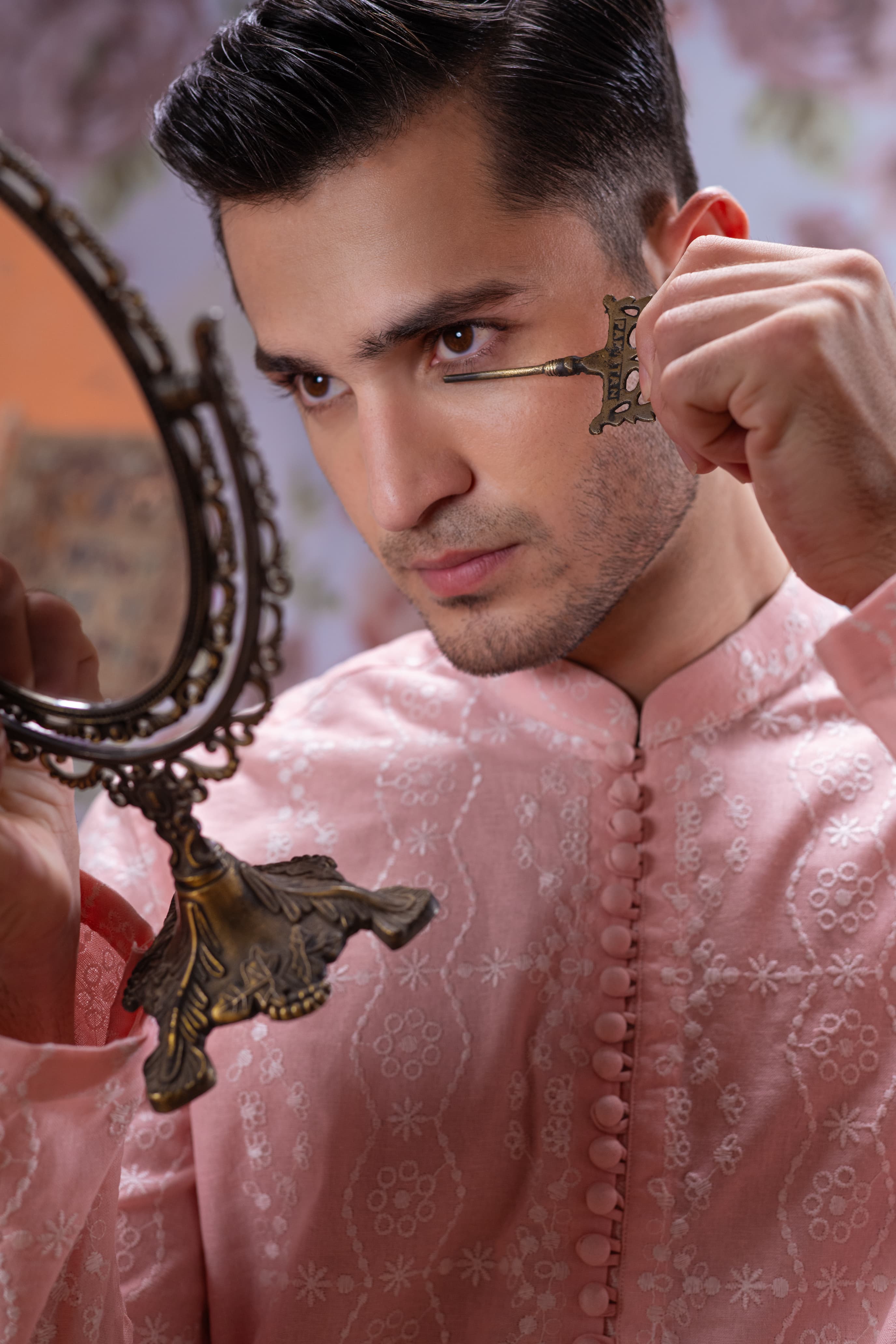 Muqabil - Soft Pink Embroidered Kurta Pajama