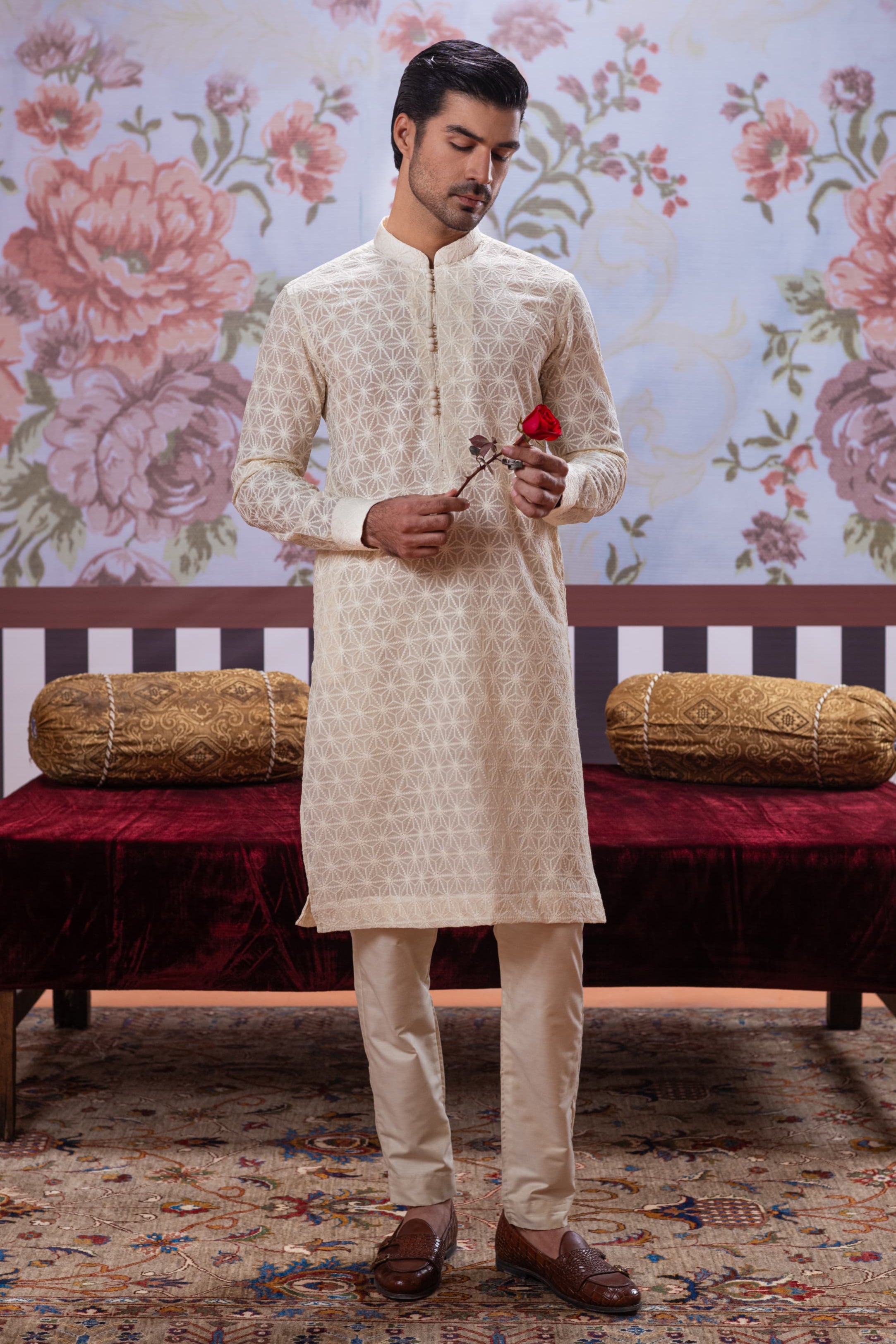 Ivory Embroidered Kurta Pajama