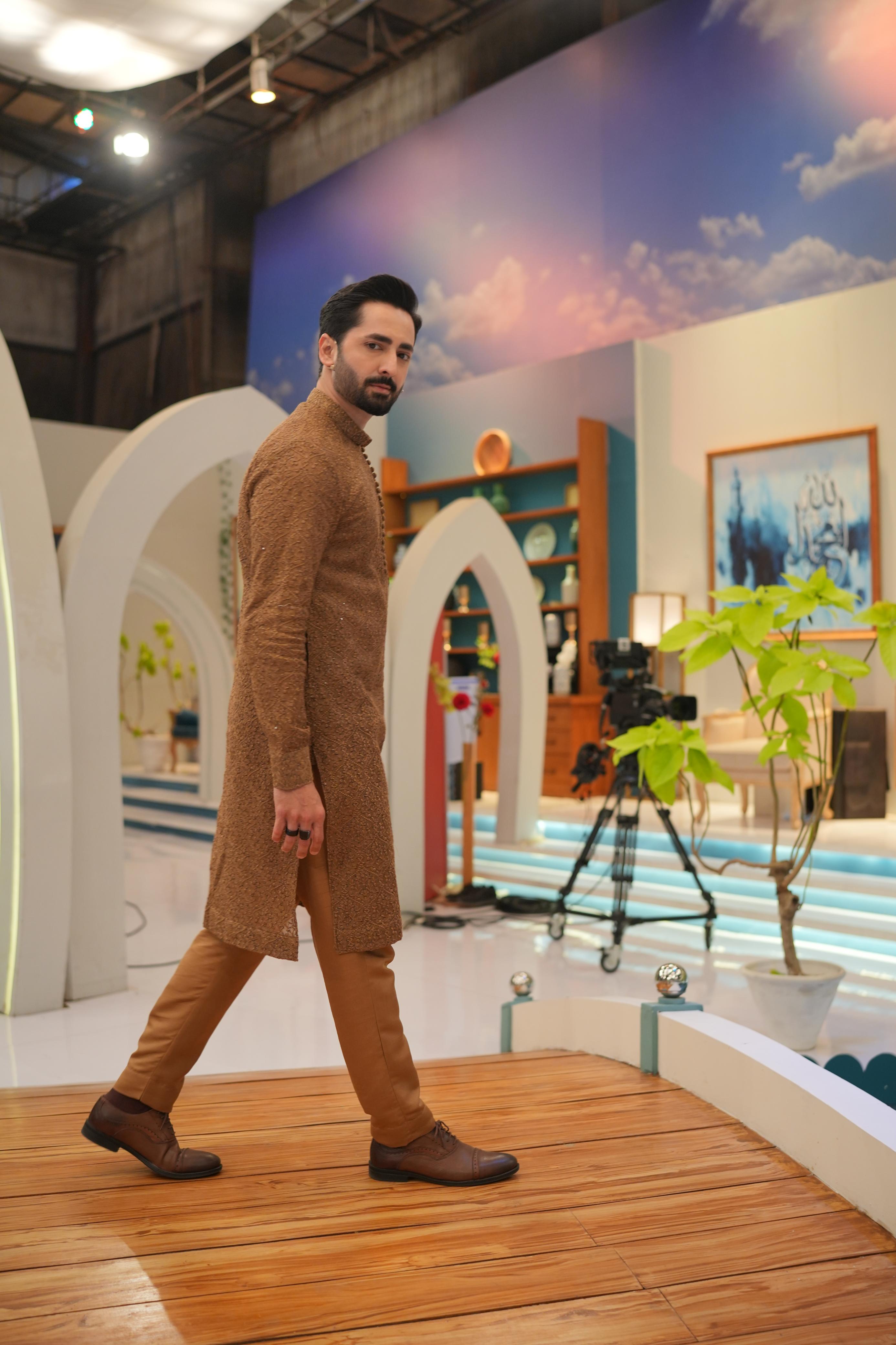 ED25 - Brown Embroidered Kurta Pajama