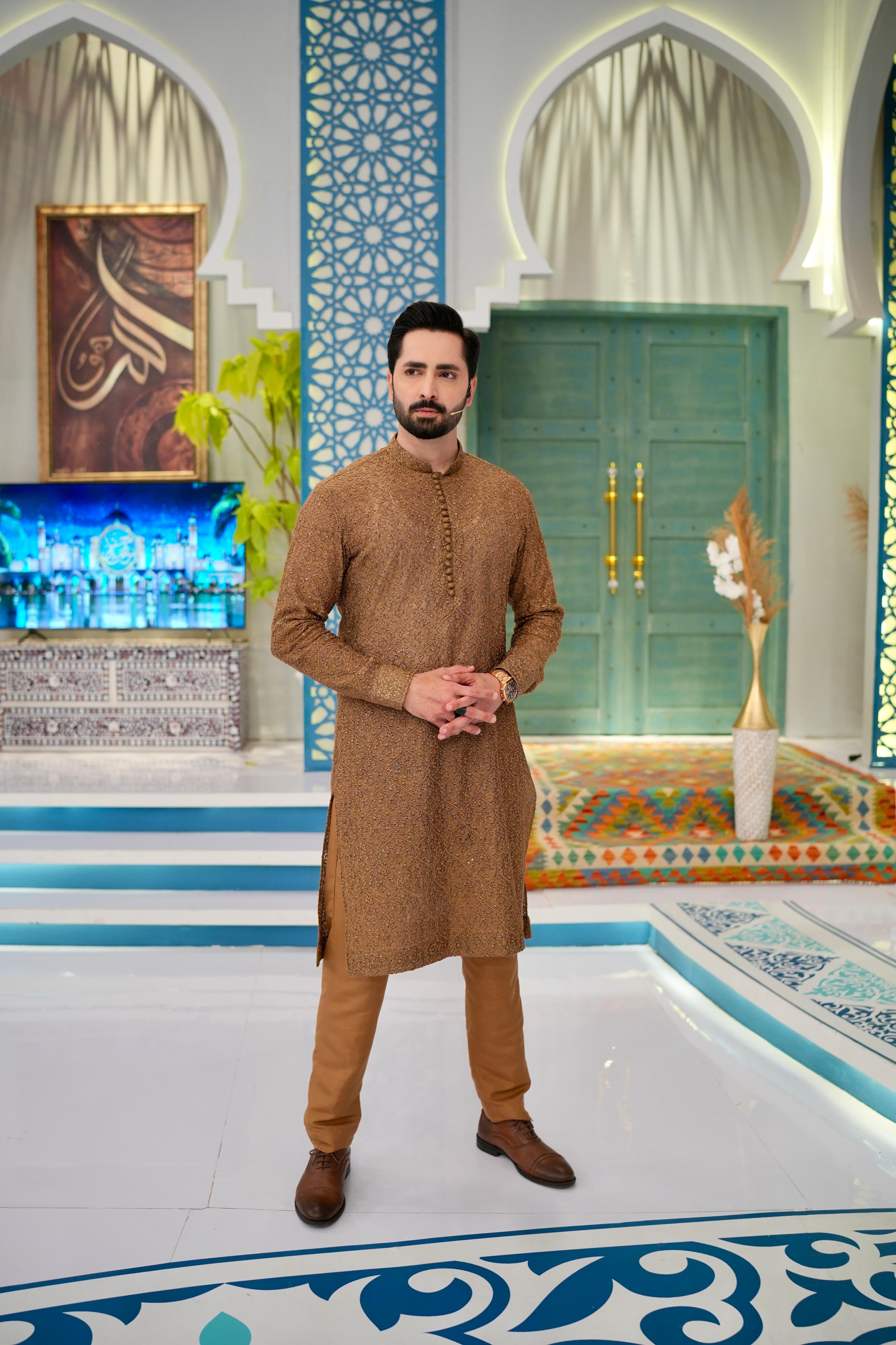 ED25 - Brown Embroidered Kurta Pajama