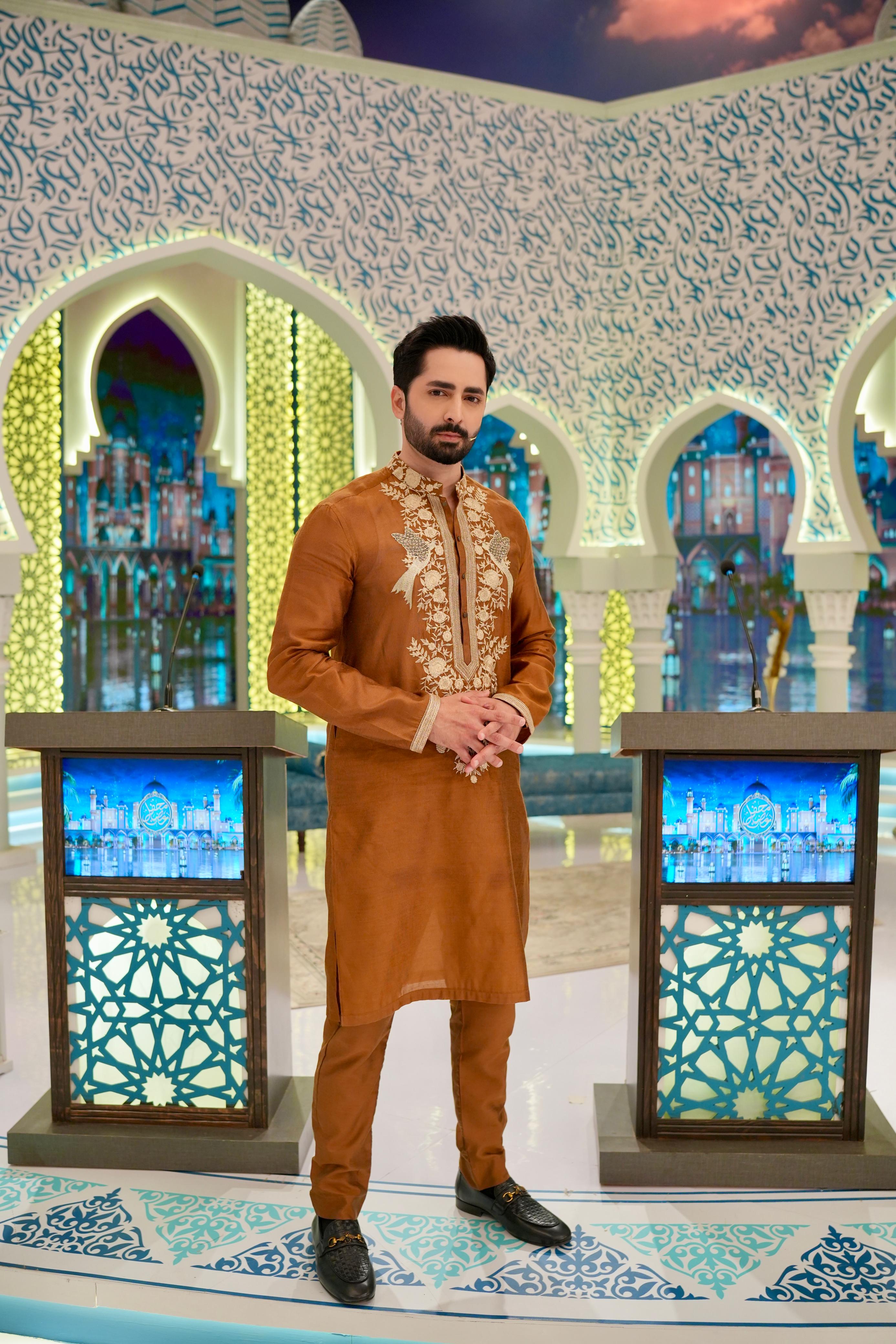 ED25 - Light Brown Neck Embellished Kurta Pajama