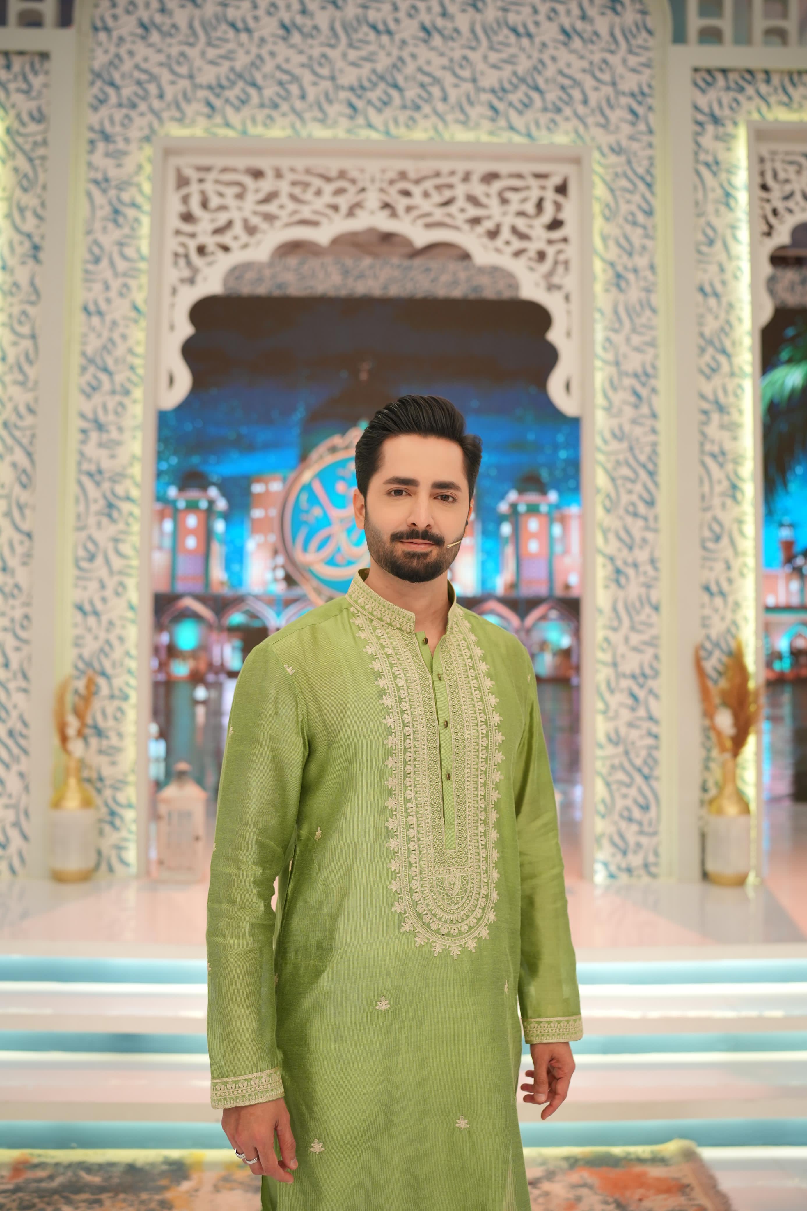 ED25 - Thyme Green Neck Embellished Kurta Pajama