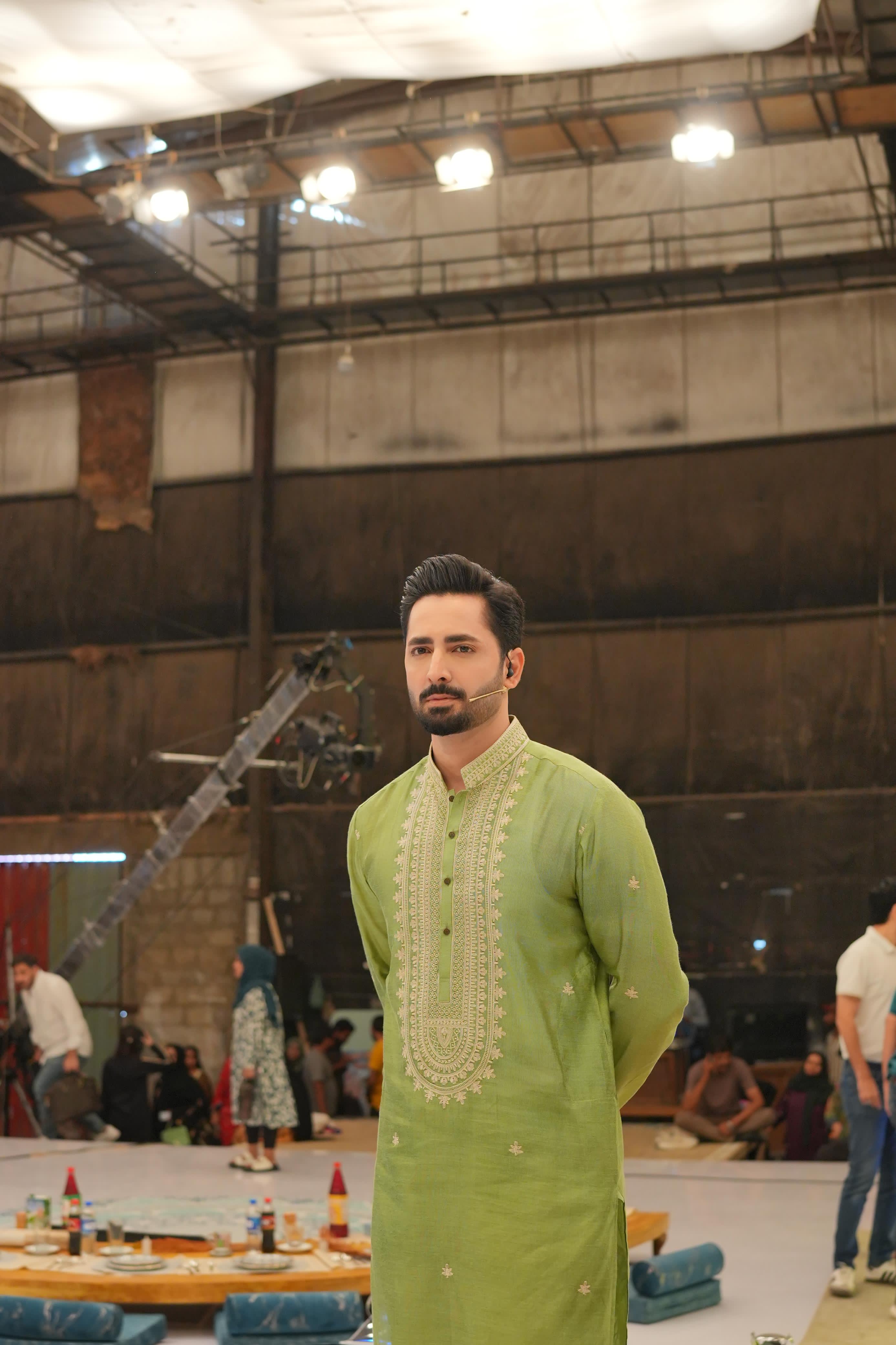 ED25 - Thyme Green Neck Embellished Kurta Pajama