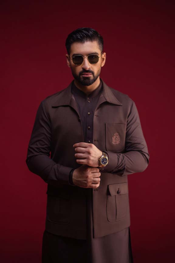 Dark Brown Slub Waistcoat