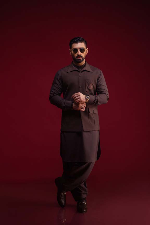 Dark Brown Slub Waistcoat