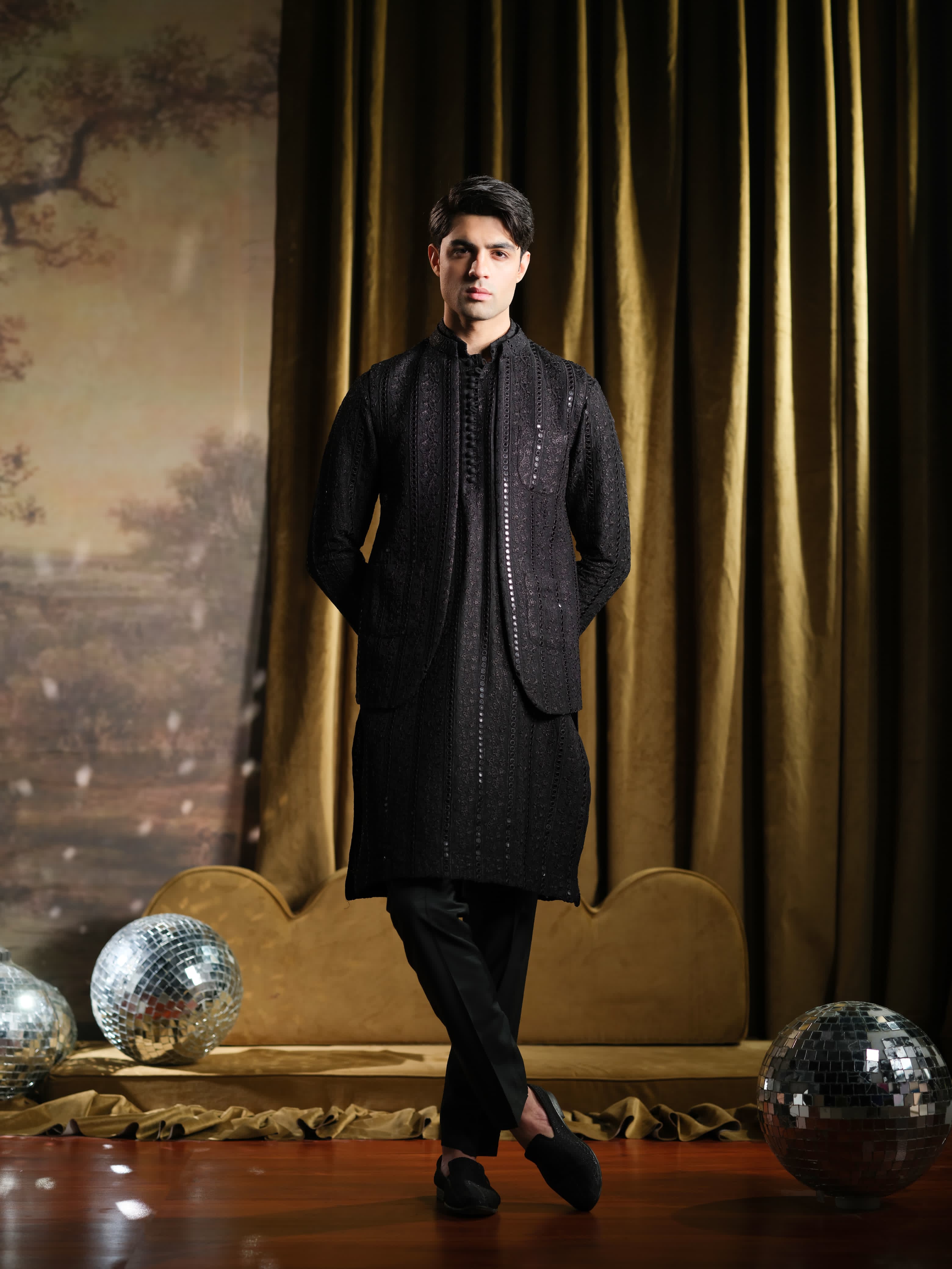 Musarrat - Black Embroidered Kurta Pajama