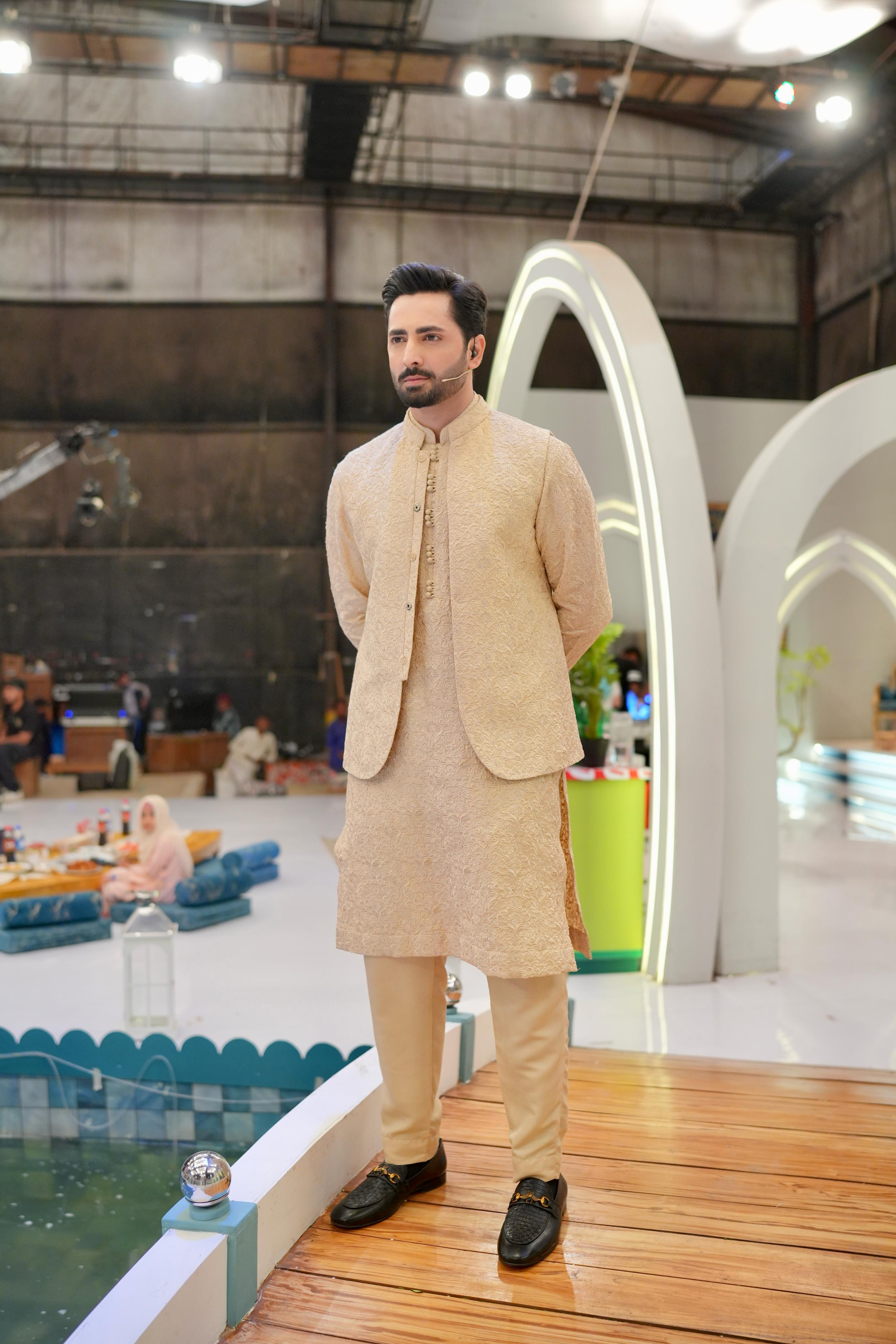 ED25 - Beige Embroidered Kurta Pajama