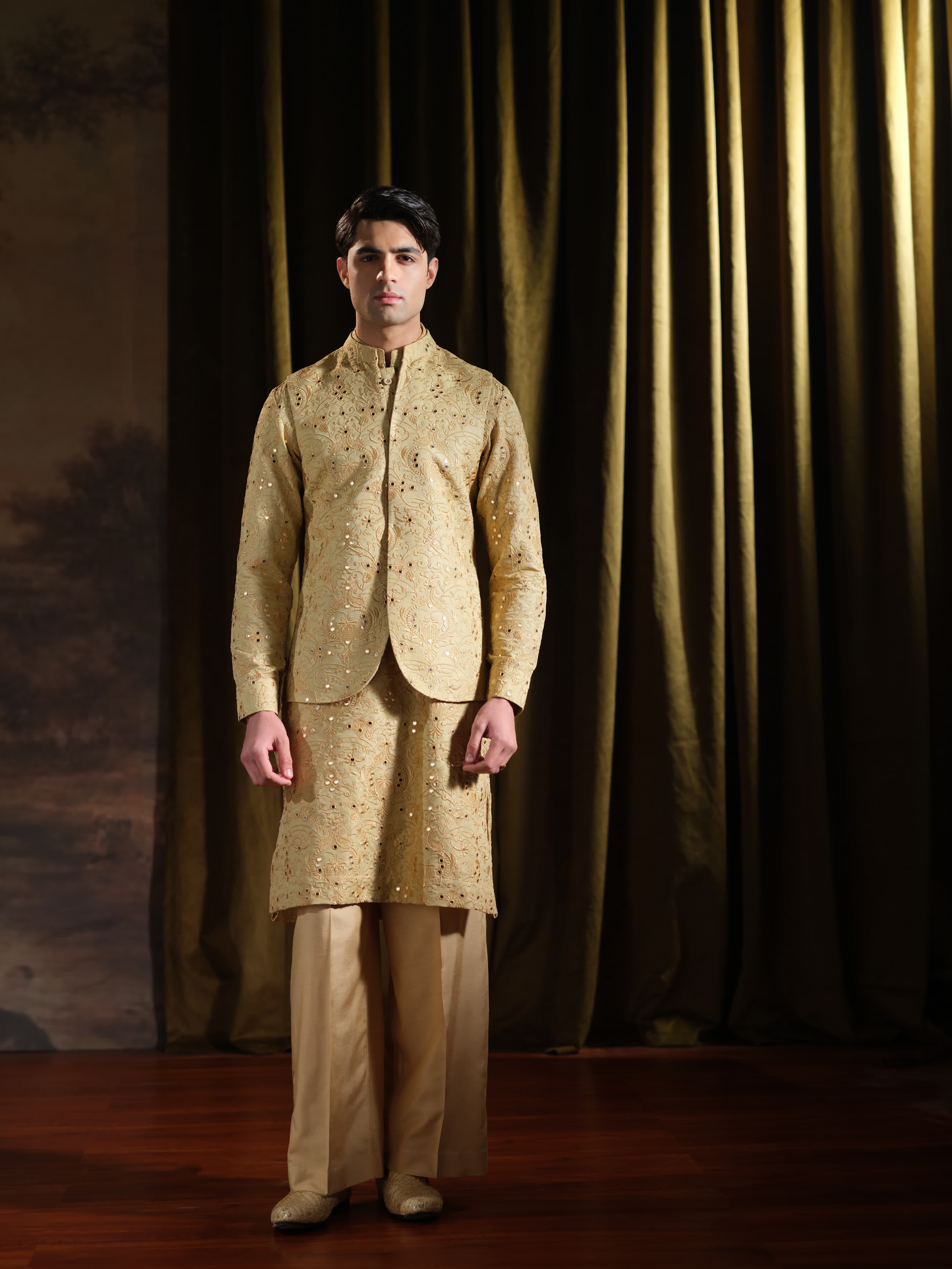 Musarrat - Beige Embroidered Kurta Pajama