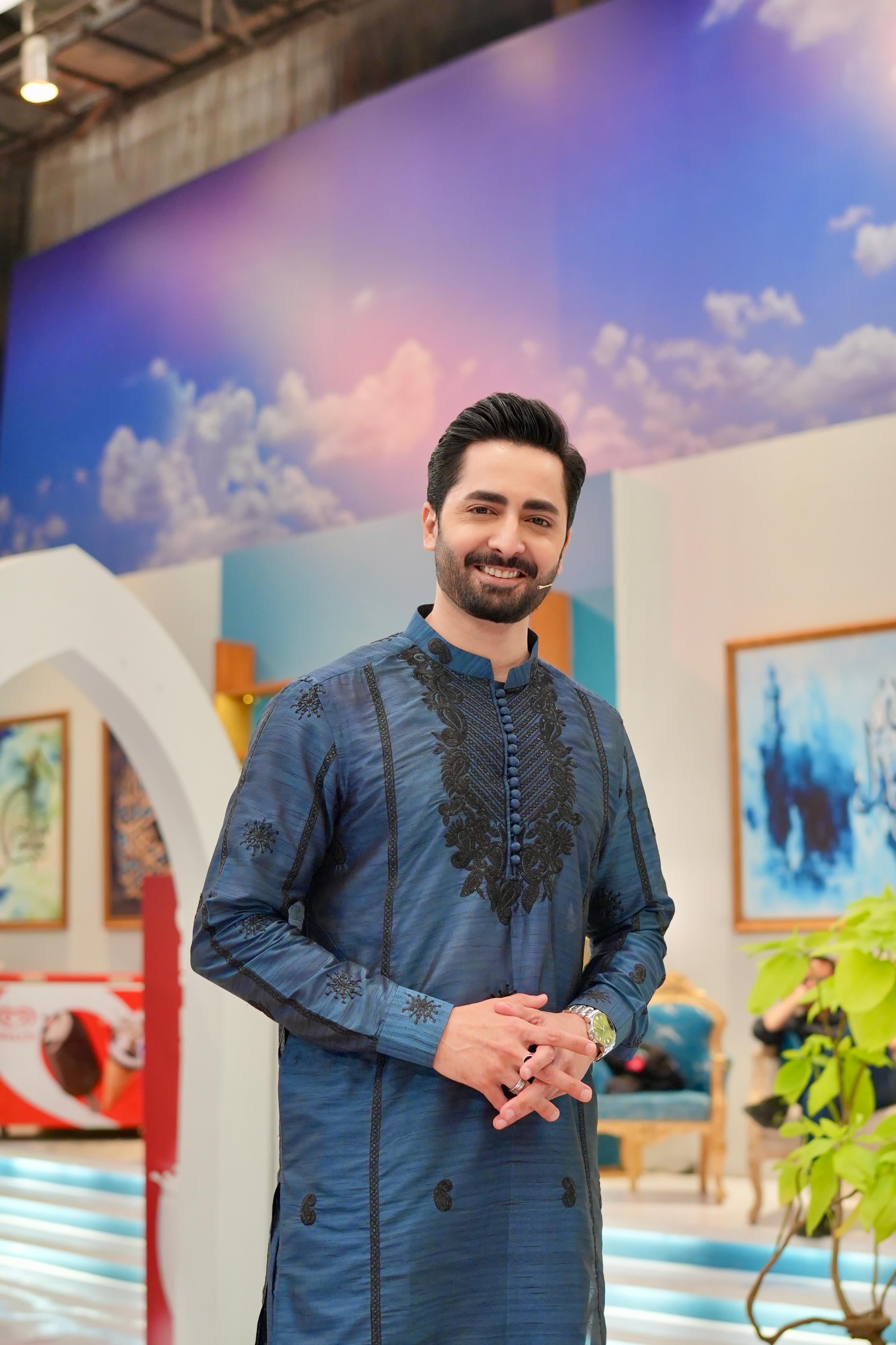 ED25 - Embroidered Aegean Blue Kurta Pajama