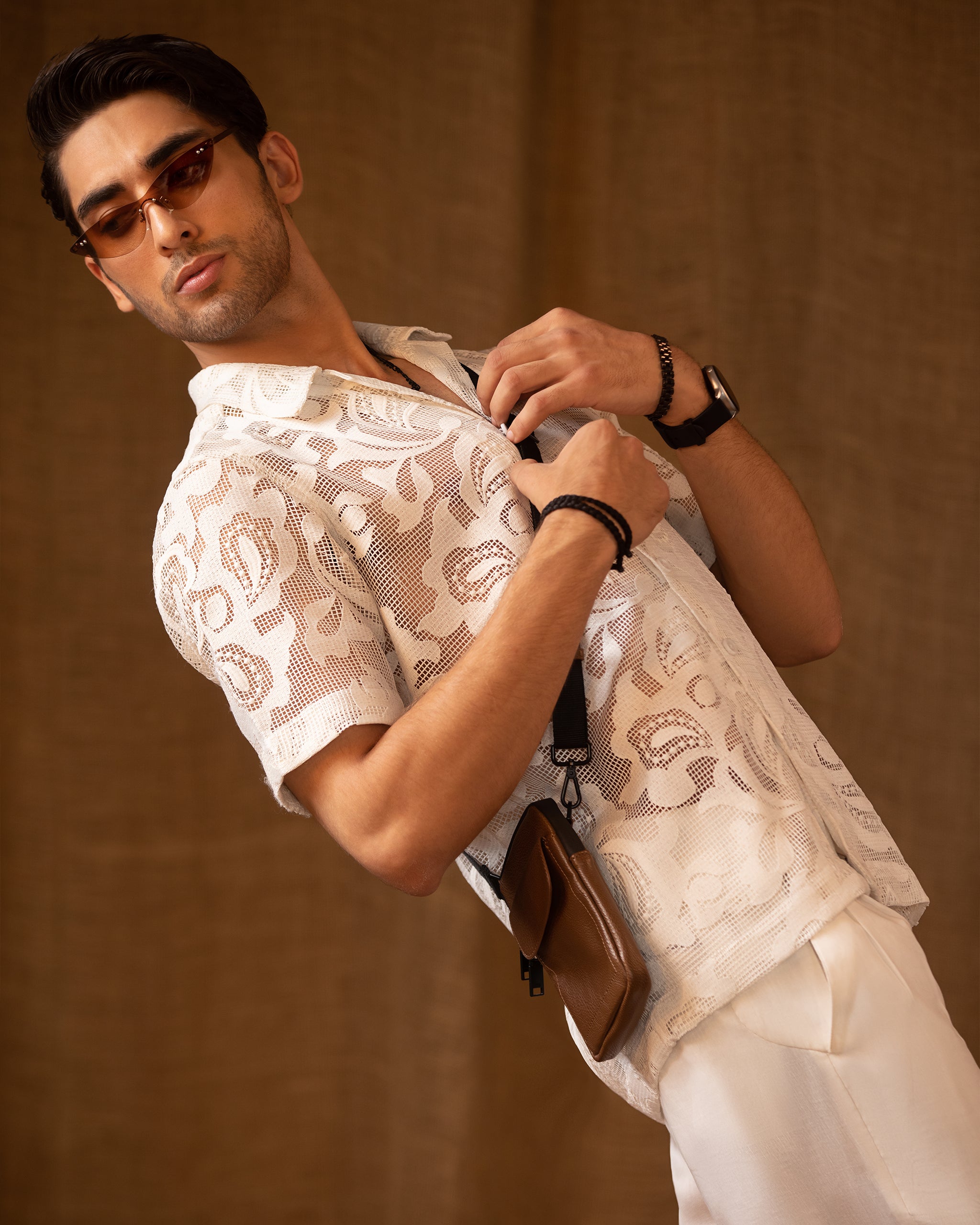 Jacquard Fabric Shirt & Regular Feel Trouser