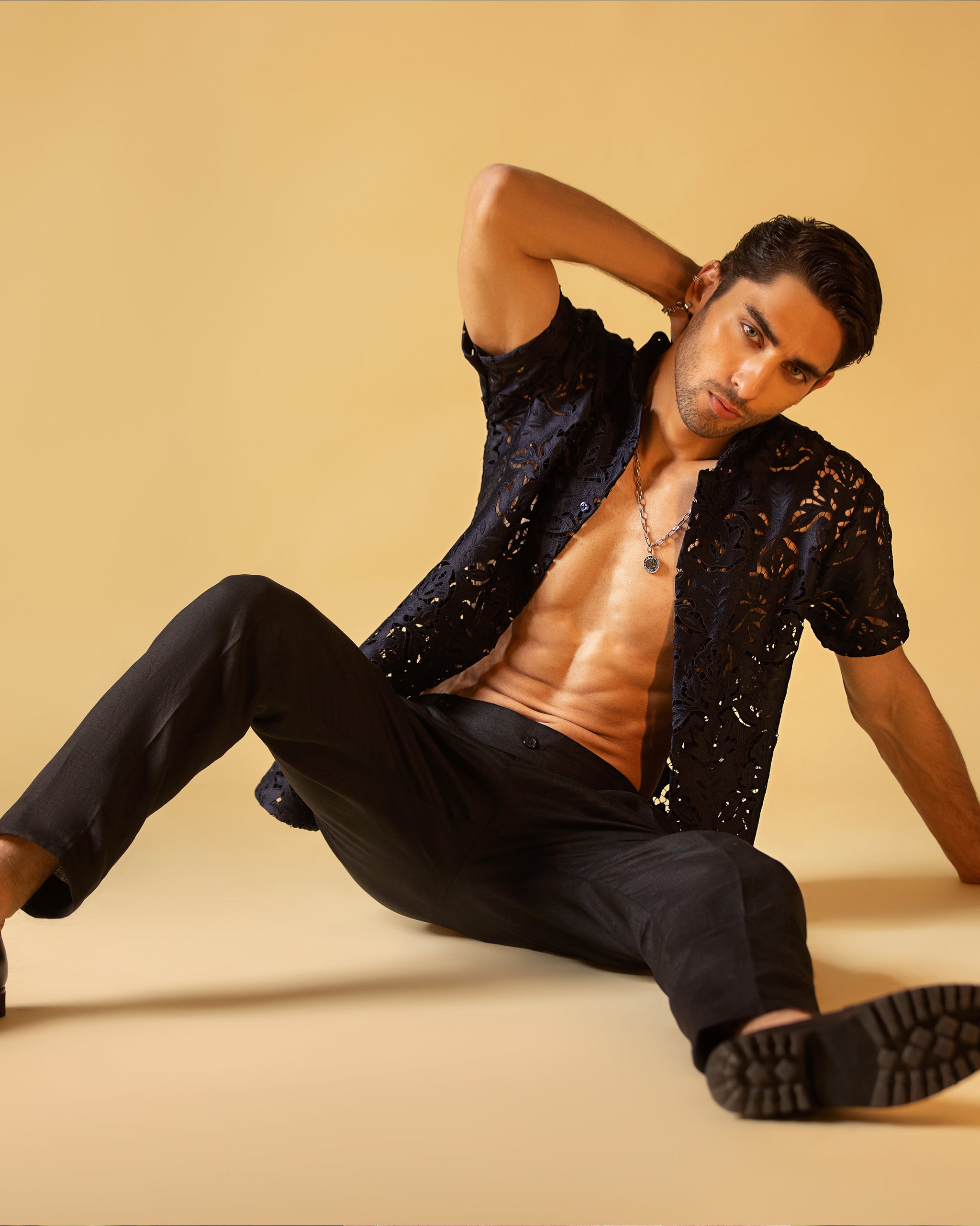 Paper-Blend Half Sleeve Shirt & Jarred Relaxed Trouser