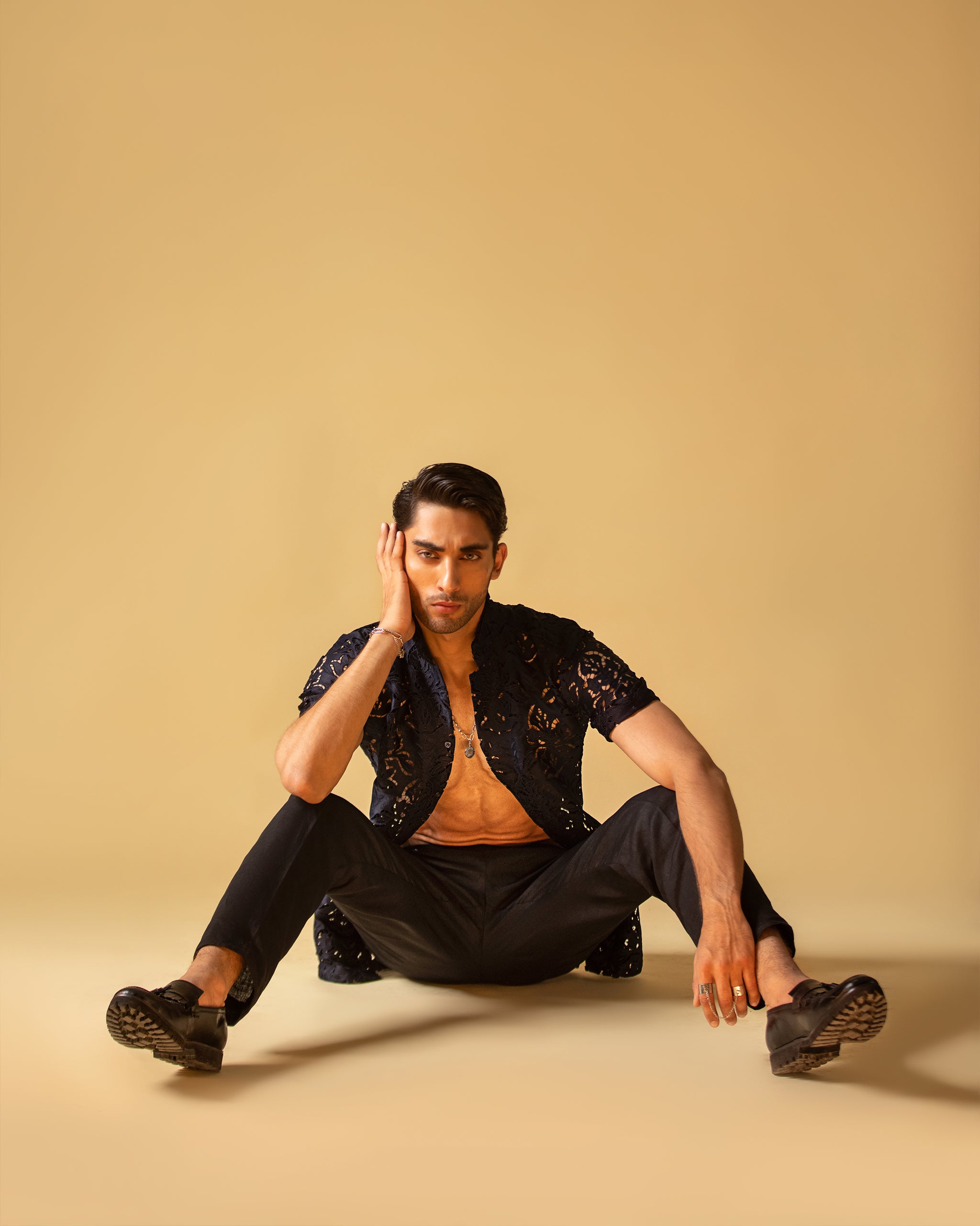 Paper-Blend Half Sleeve Shirt & Jarred Relaxed Trouser