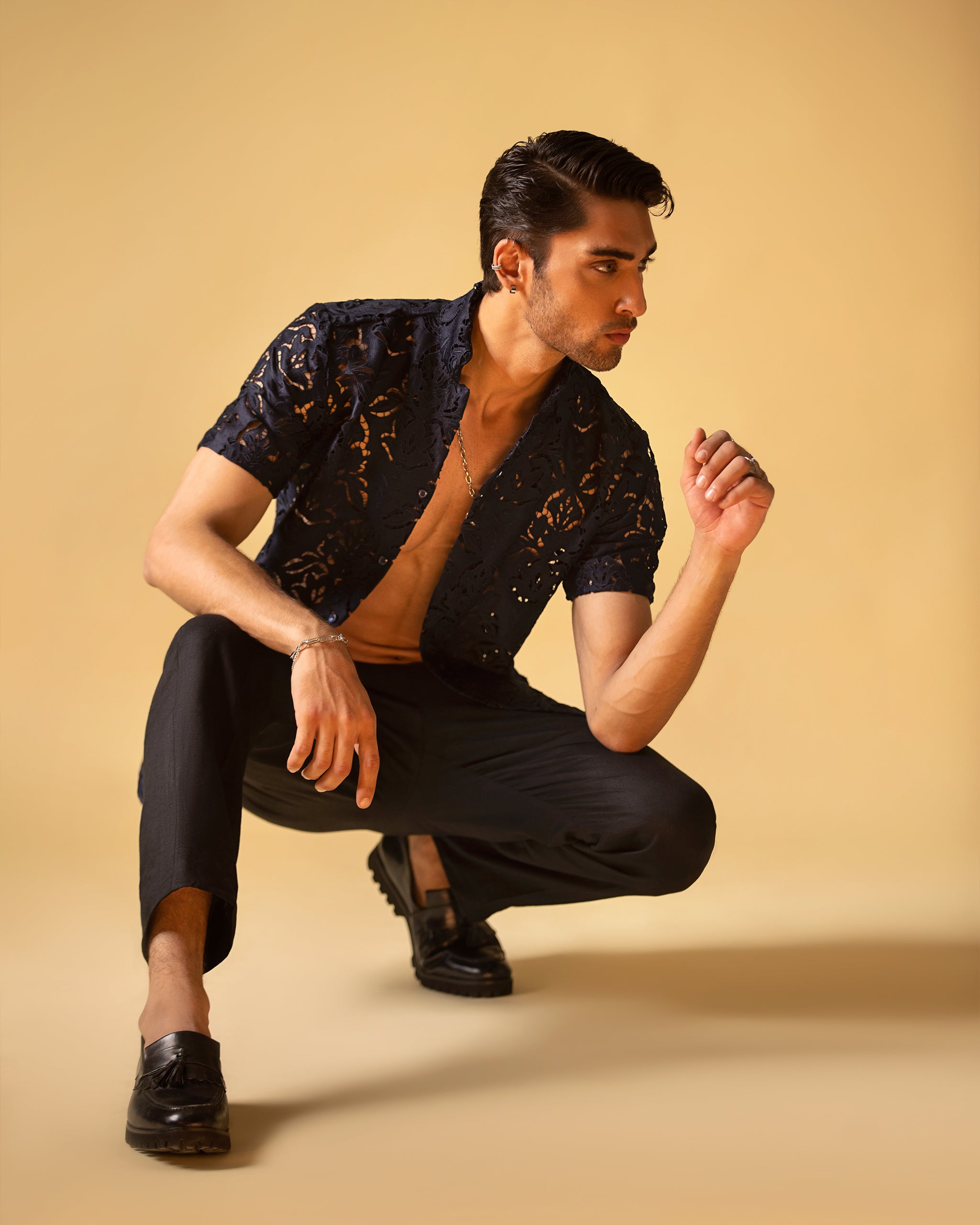 Paper-Blend Half Sleeve Shirt & Jarred Relaxed Trouser