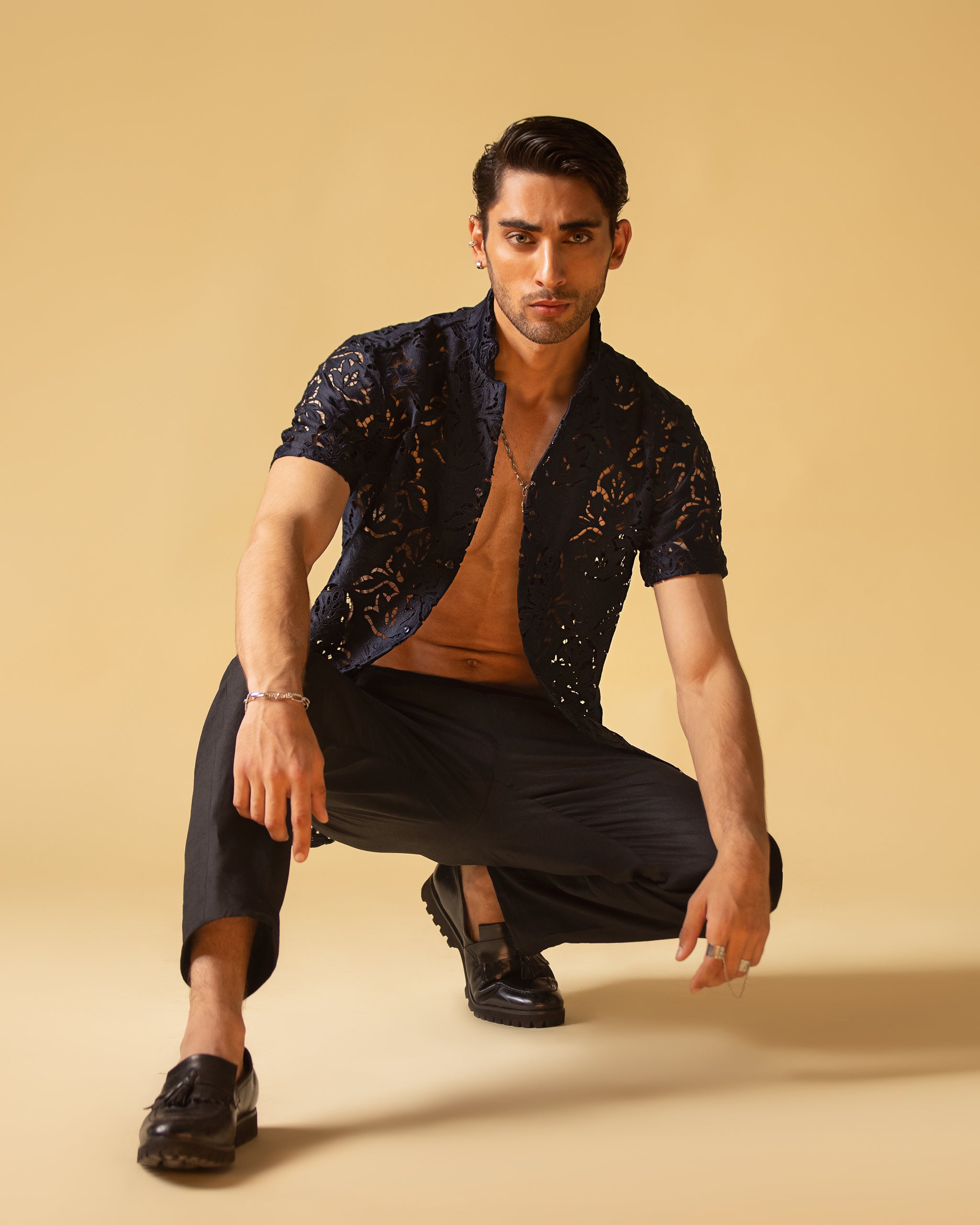 Paper-Blend Half Sleeve Shirt & Jarred Relaxed Trouser