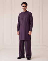 Luxury Purple Wash N Wear Kurta/Pajama