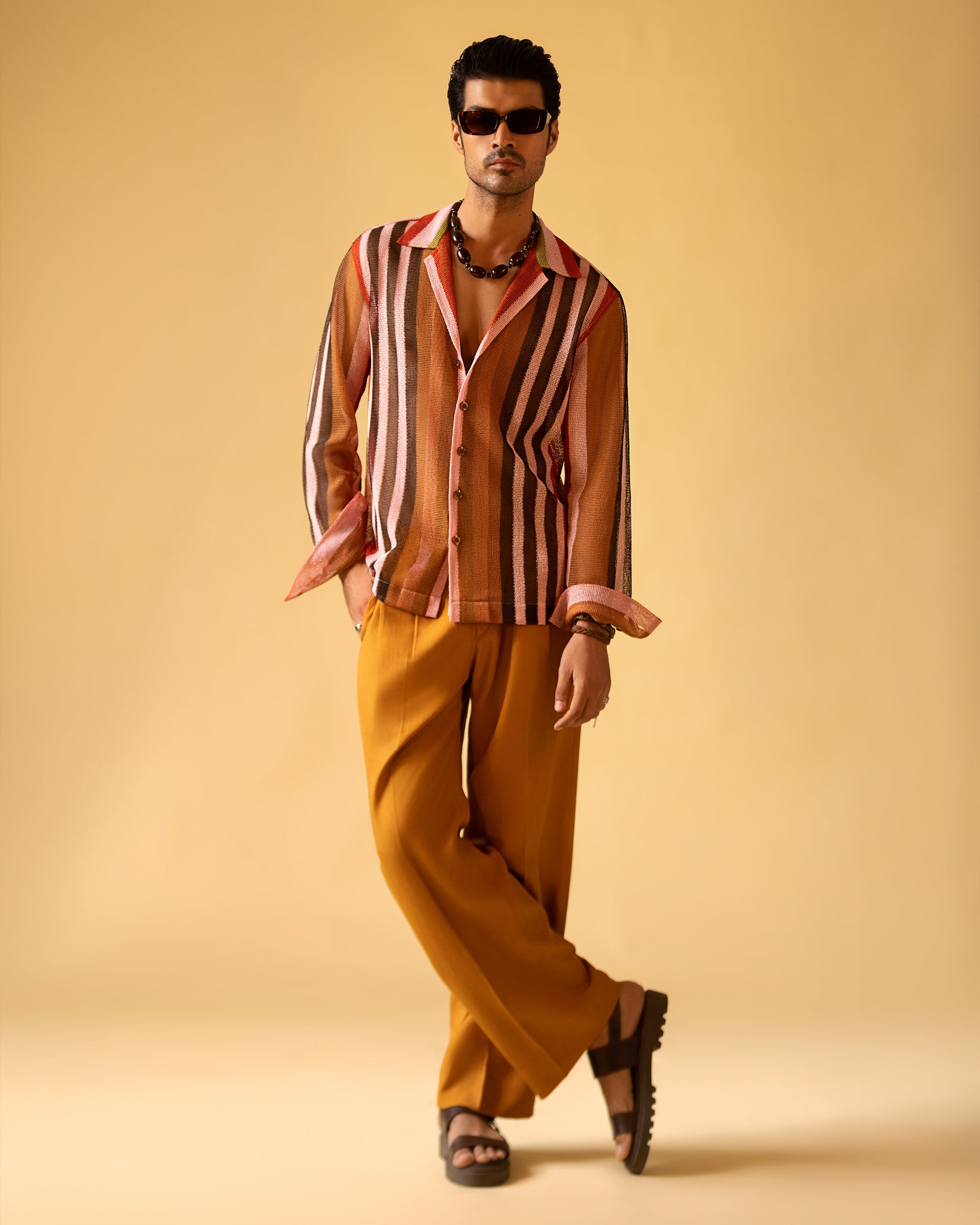 Relaxed Fit Full Sleeve Camp Collar Shirt & Jarred Relaxed Trousers