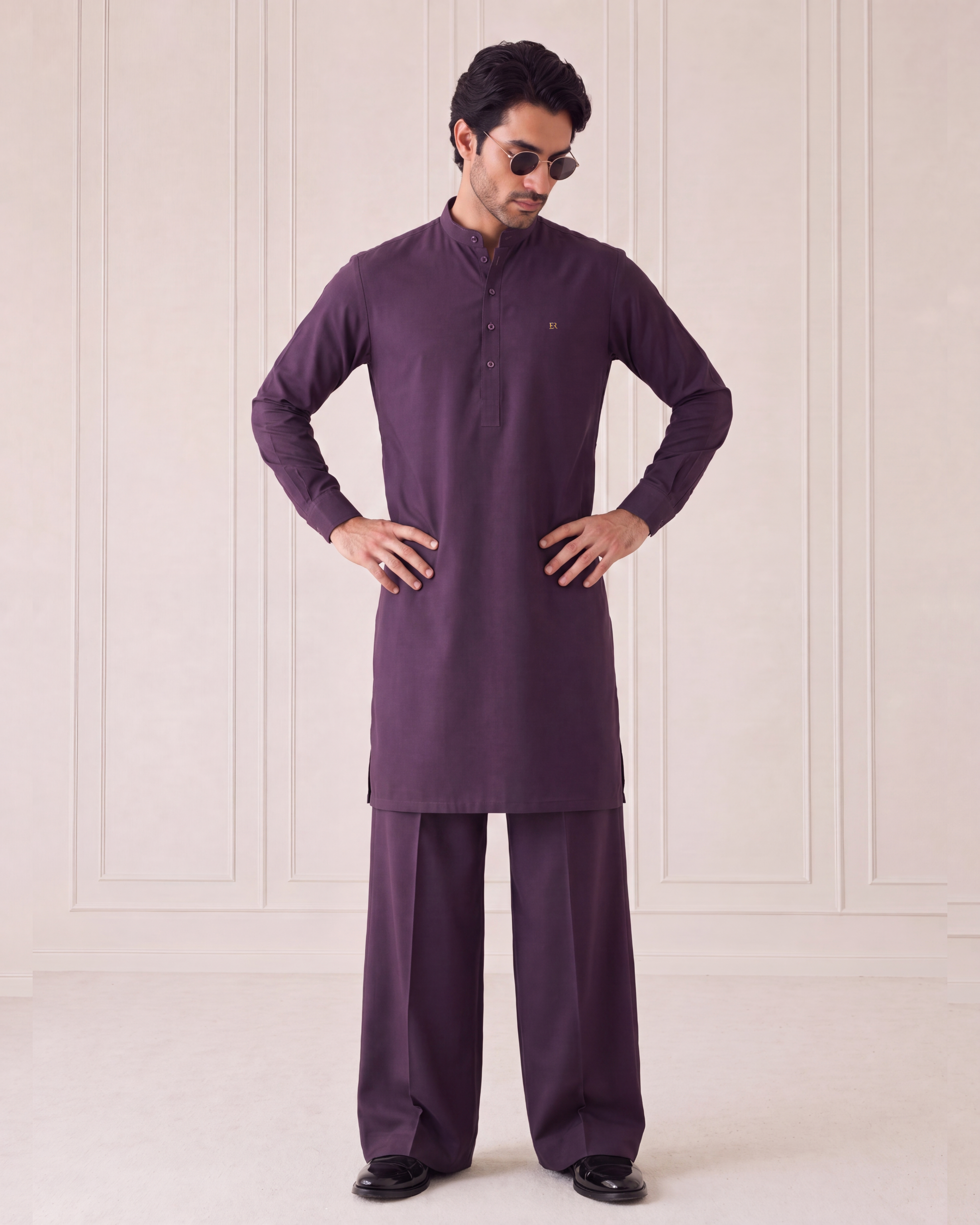 Luxury Purple Wash N Wear Kurta/Pajama