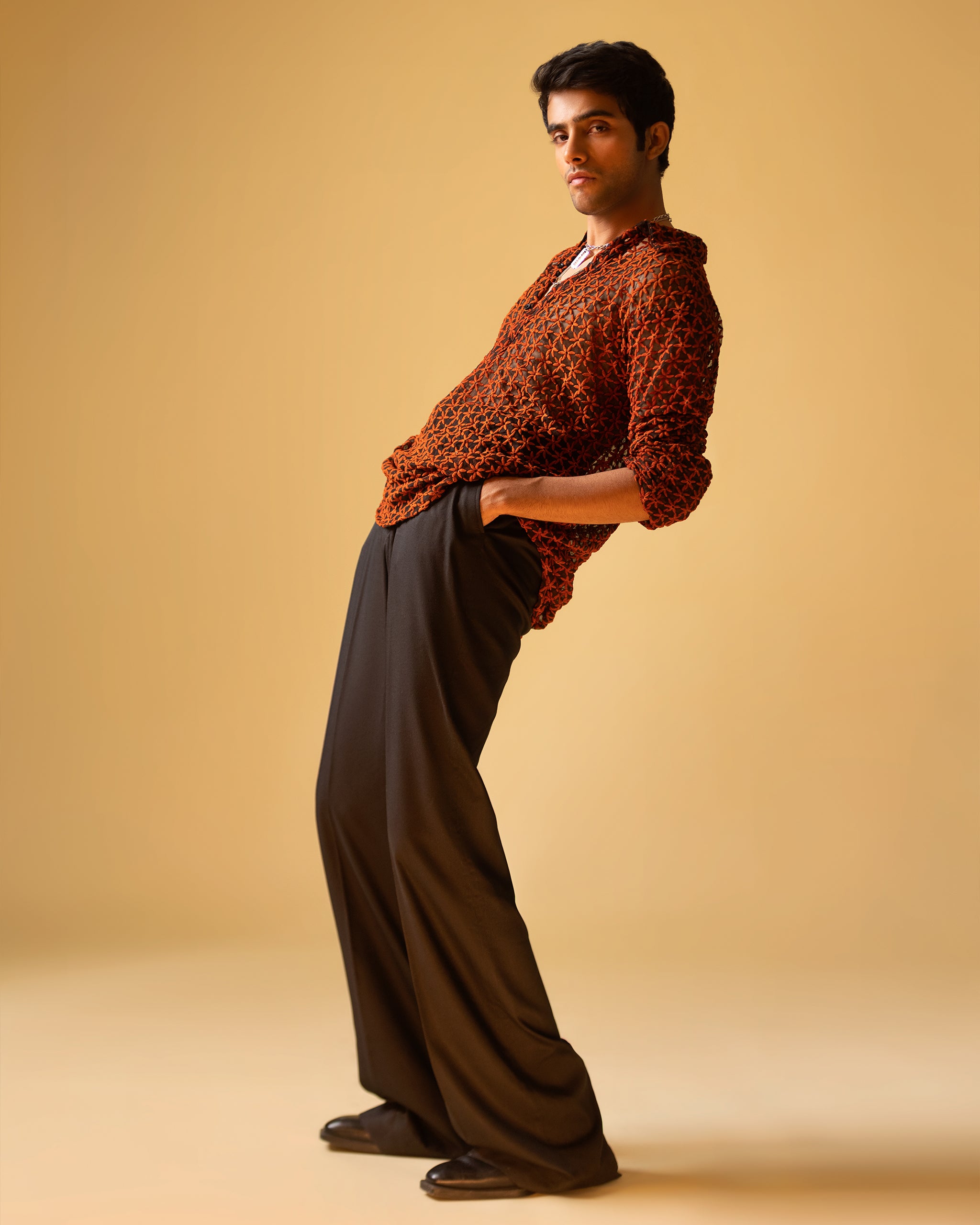 T-shirt Neck Street Long Sleeve Shirt & Cut Trouser