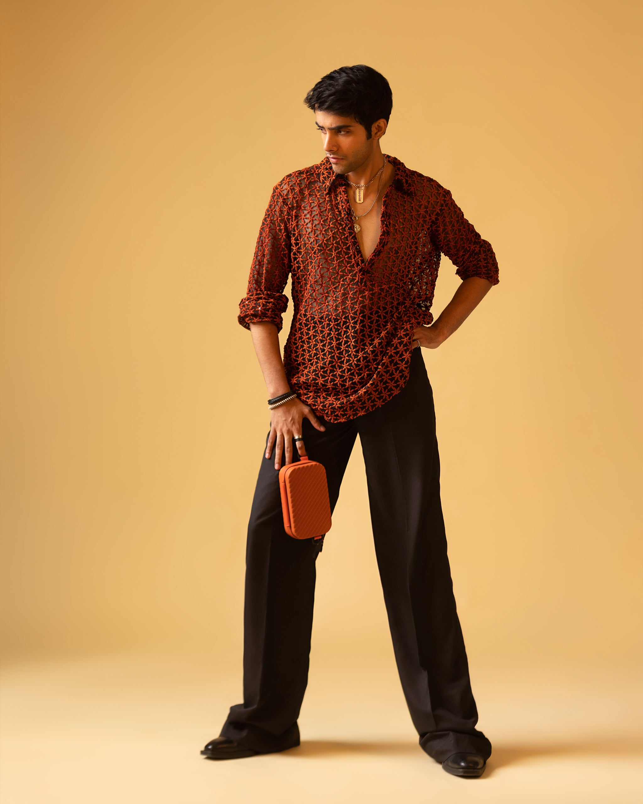 T-shirt Neck Street Long Sleeve Shirt & Cut Trouser