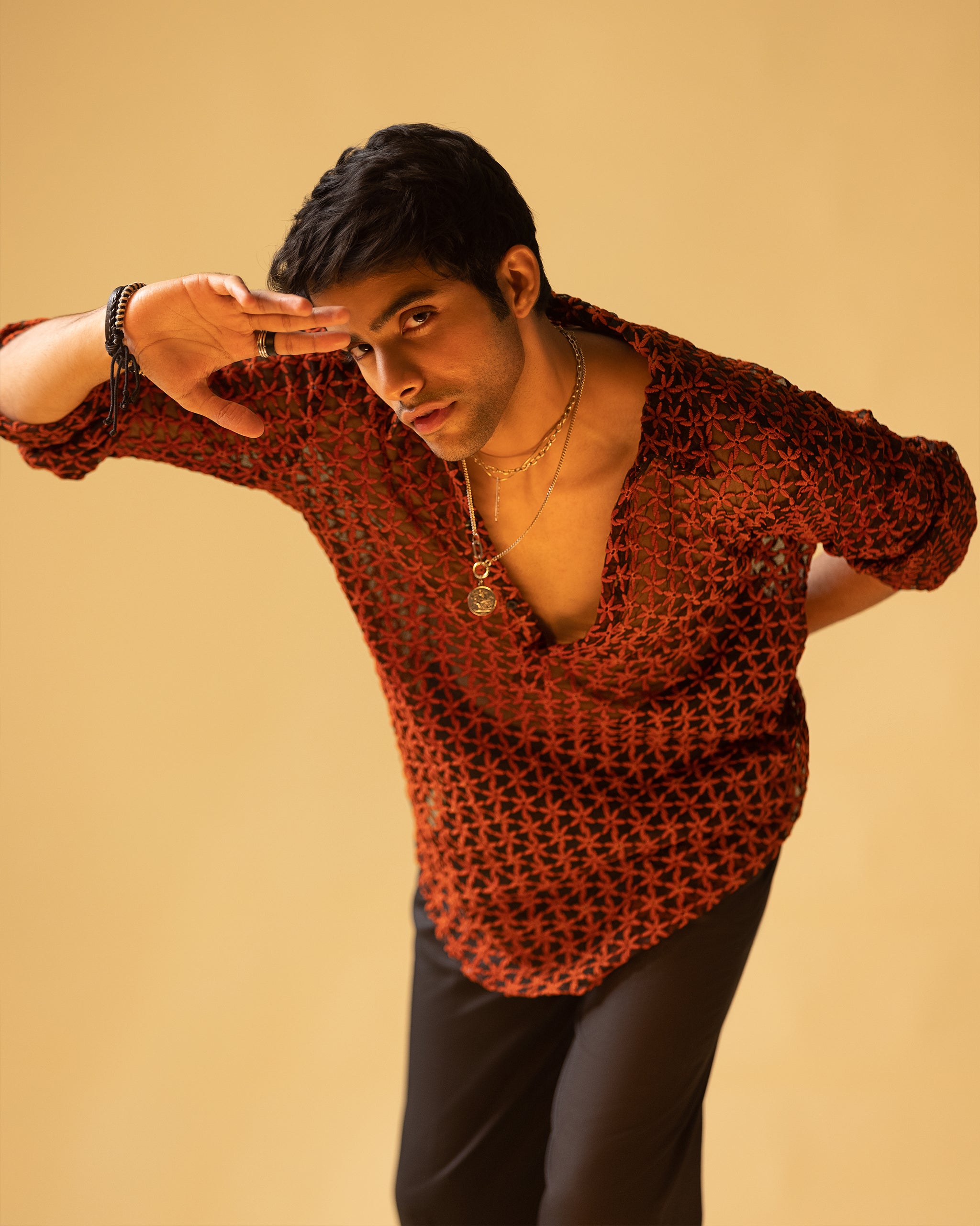 T-shirt Neck Street Long Sleeve Shirt & Cut Trouser