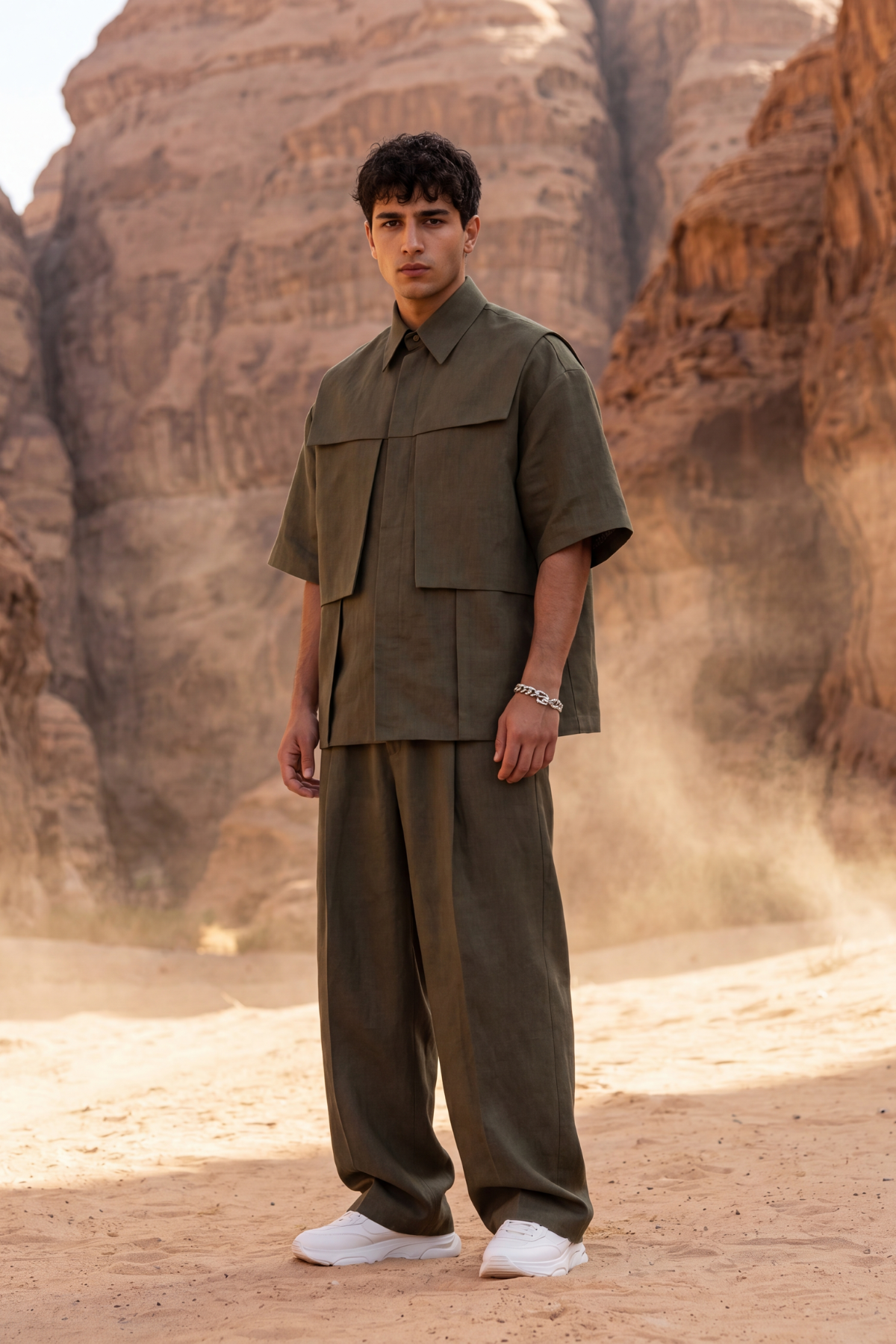 DEEP OLIVE GREEN LINEN CO-ORD SET
