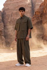 DEEP OLIVE GREEN LINEN CO-ORD SET