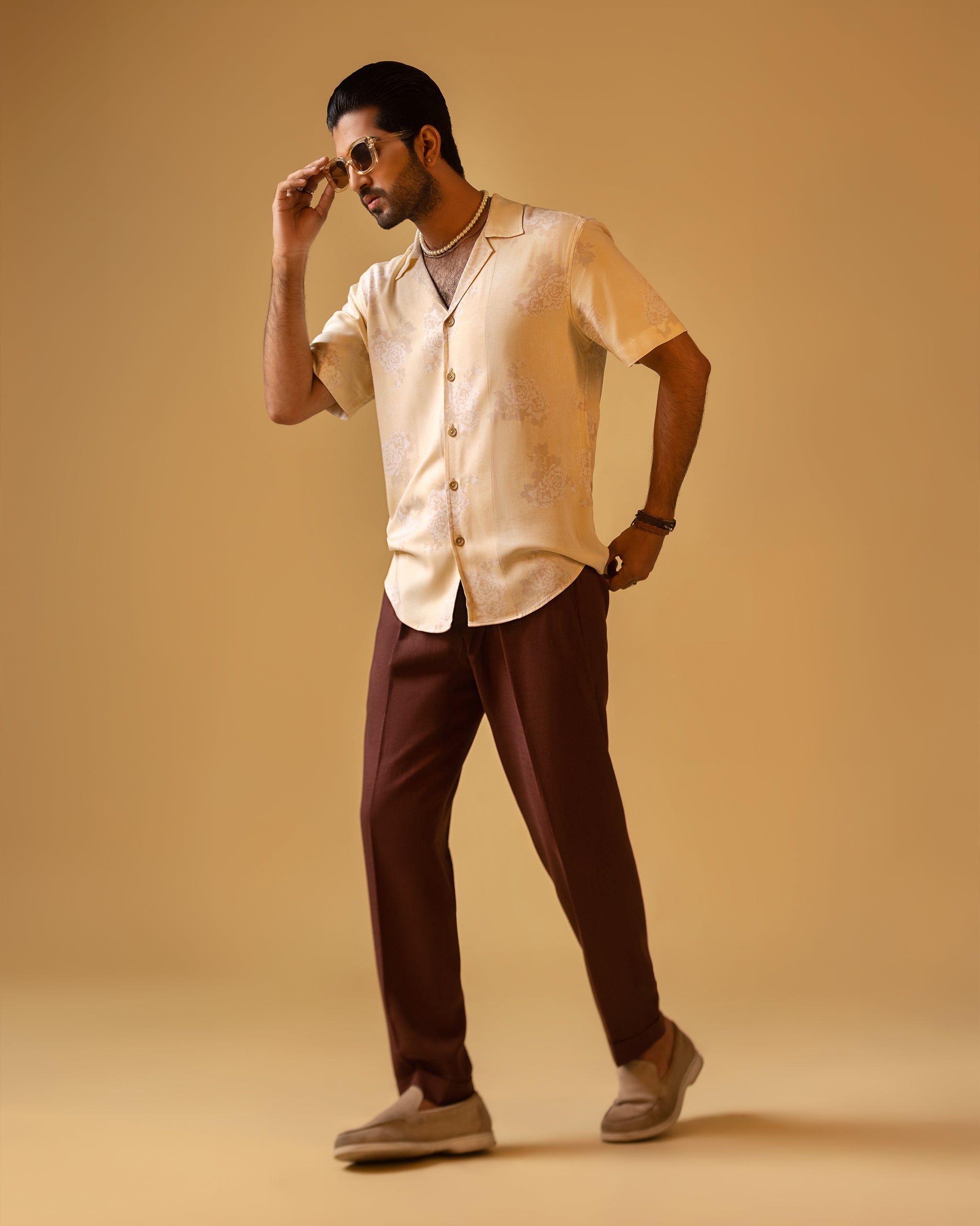 Short Sleeve Button-Up Shirt & Relaxed Fit Trouser