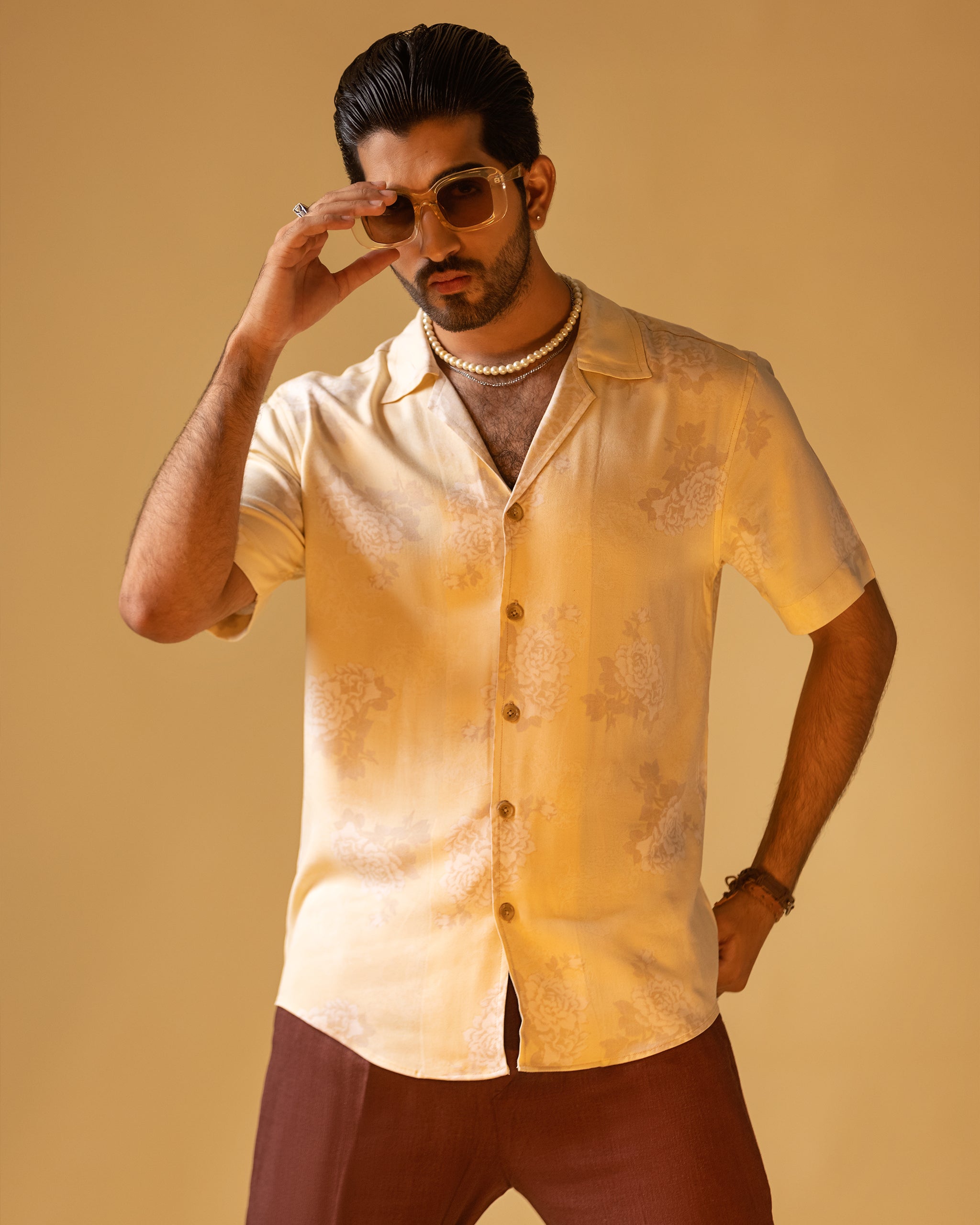 Short Sleeve Button-Up Shirt & Relaxed Fit Trouser