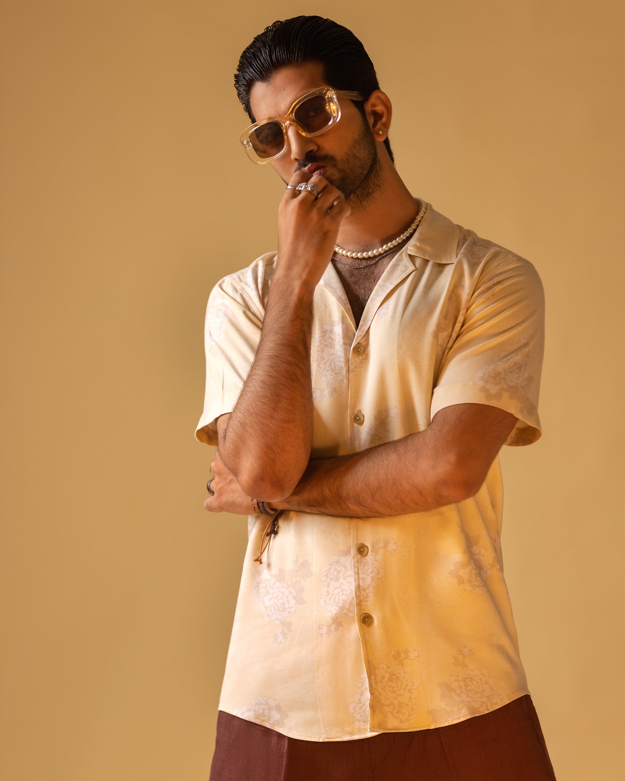 Short Sleeve Button-Up Shirt & Relaxed Fit Trouser