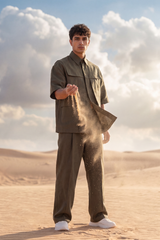 DEEP OLIVE GREEN LINEN CO-ORD SET