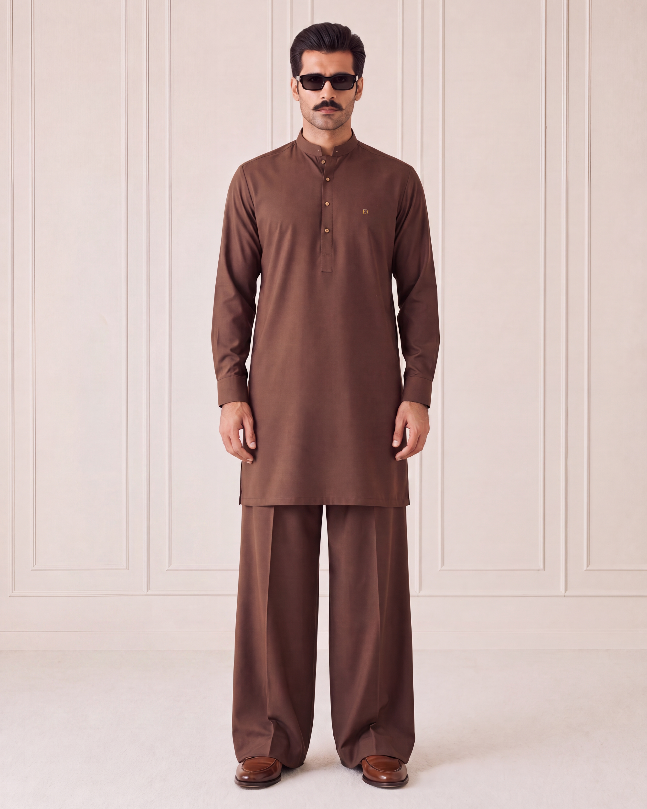 Classic Brown Wash N Wear Kurta/Pajama